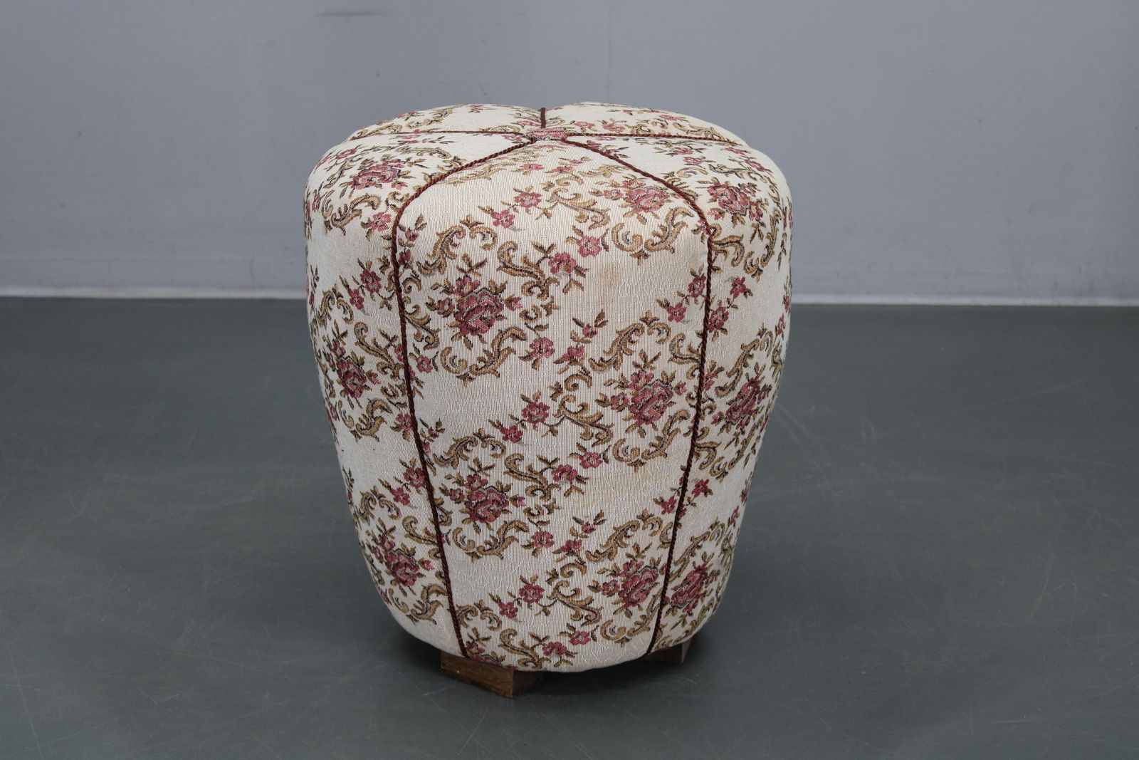 1930s Jindřich Halabala Art Deco Stool With Floral Upholstery, Czechoslovakia photo furniture