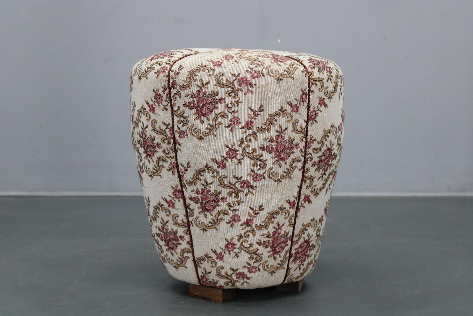 1930s Jindřich Halabala Art Deco Stool With Floral Upholstery, Czechoslovakia photo Furniture