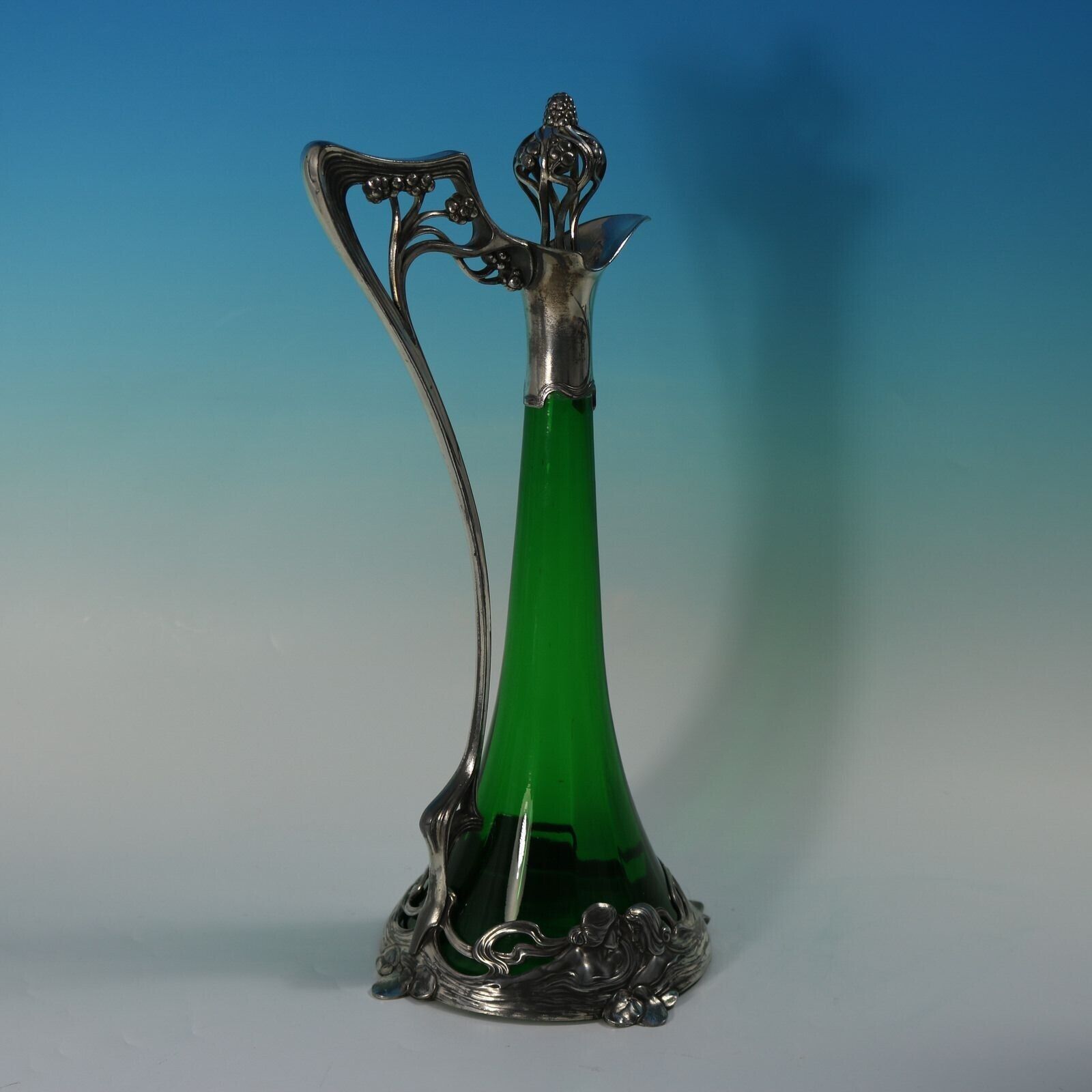 Art Nouveau Wmf Claret Jug And Stopper With Green Glass Liner photo Home Decor