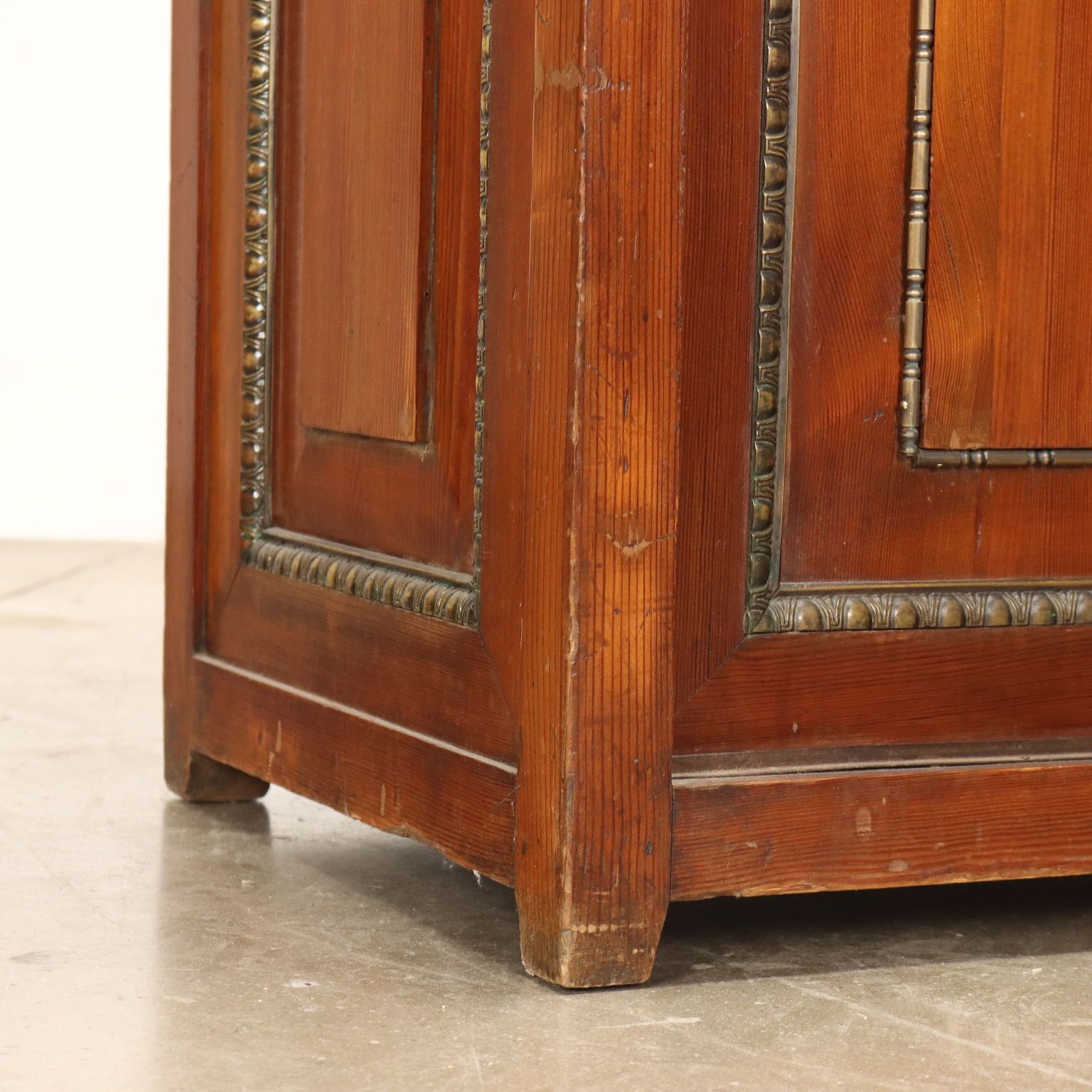 Furniture Antique Cupboard Larch Sheeth Metal Sliding Doors Italy XX Century photo