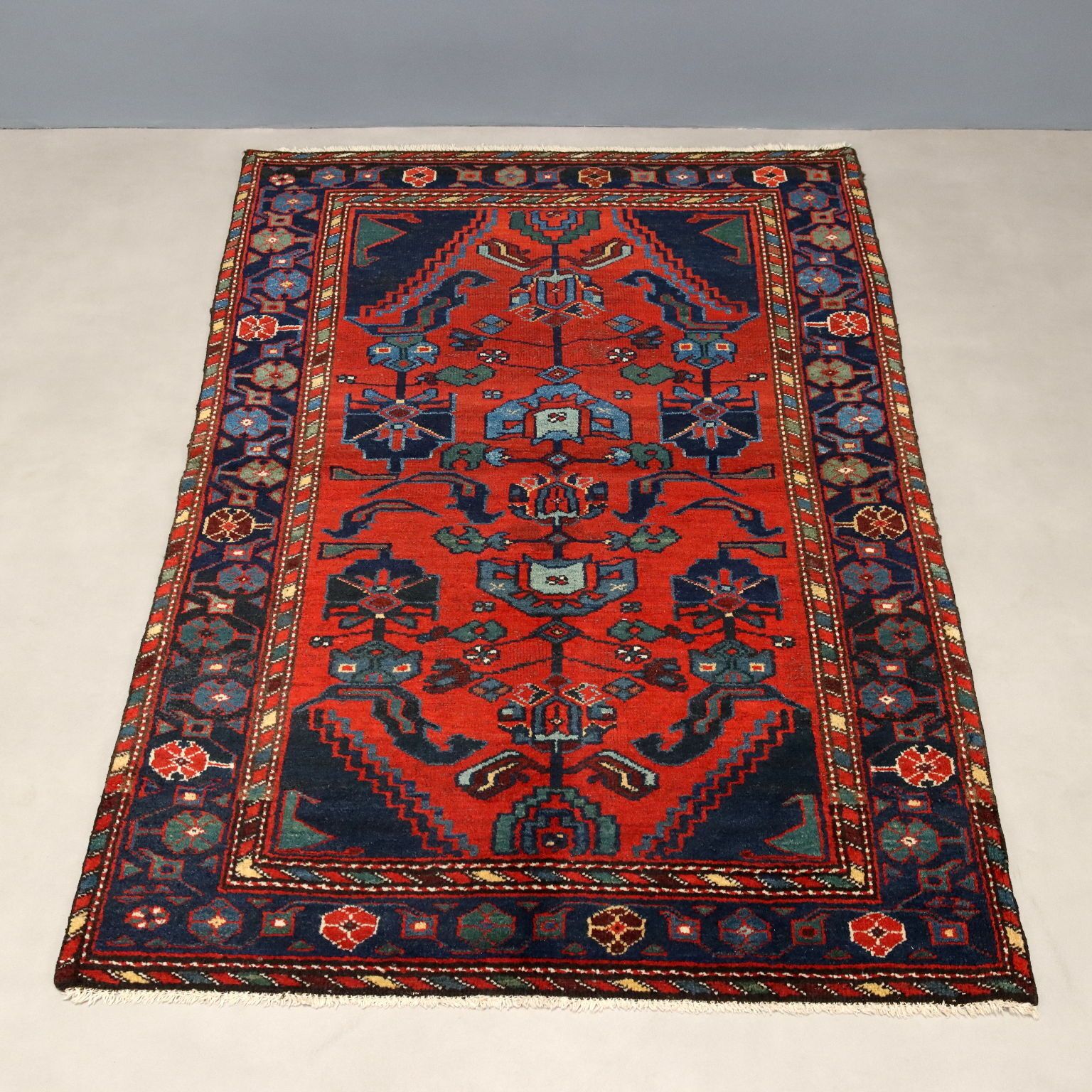 Antique Asian Carpet Wool Thin Knot Handmade 57 X 40 In photo for sale