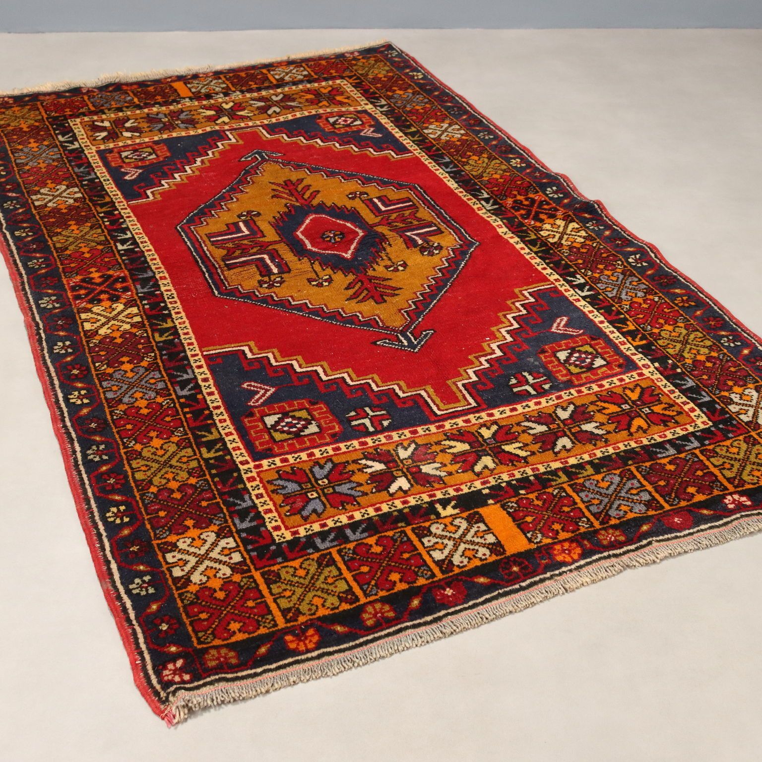 Antique Jorun Carpet Cotton Wool Thin Knot Turkey 75 X 46 In