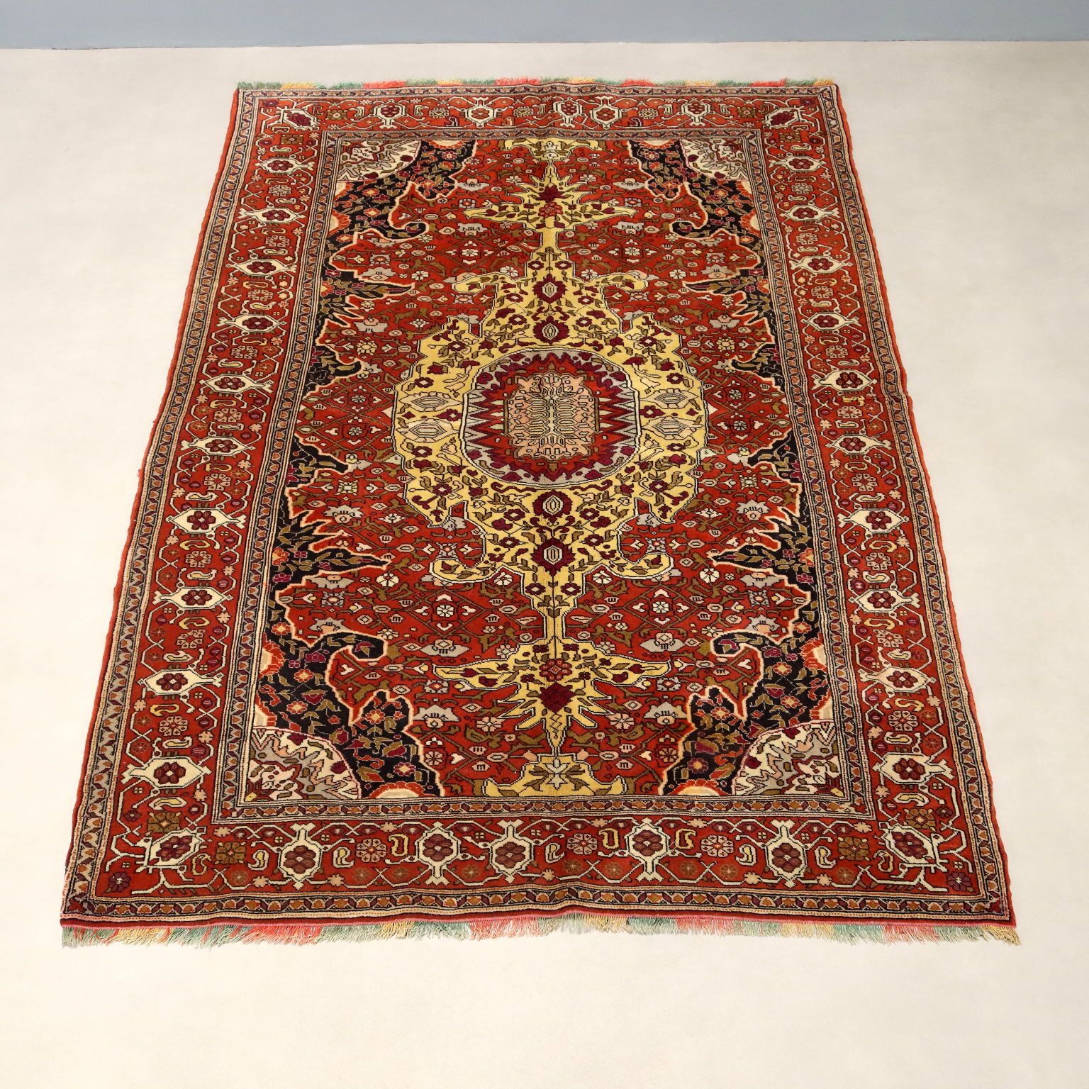 Antique Asian Carpet Cotton Wool Silk Thin Knot 75 X 52 In photo for sale