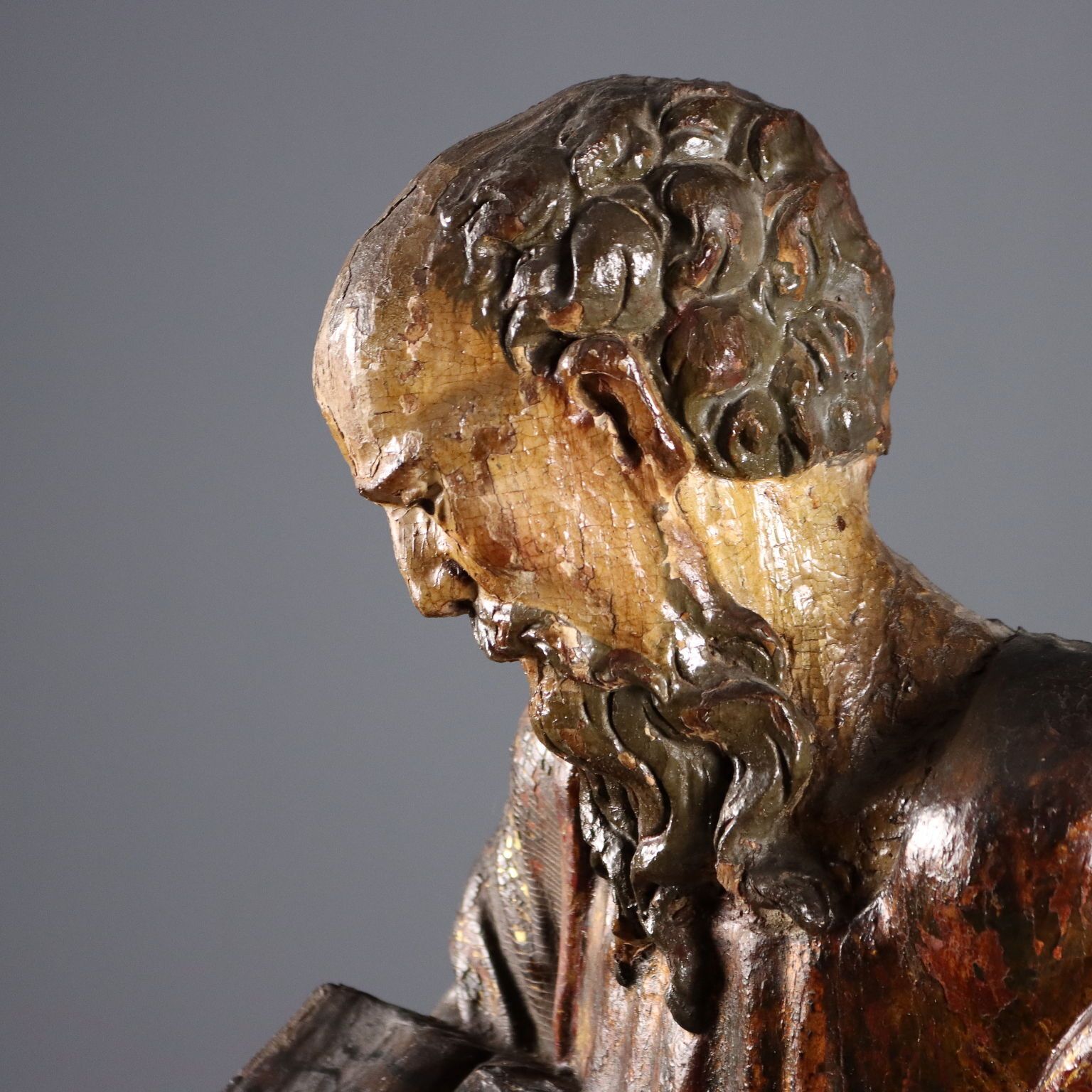 Antique Wooden Sculpture Saint Bernard Of Clairvaux XVII Century photo for sale