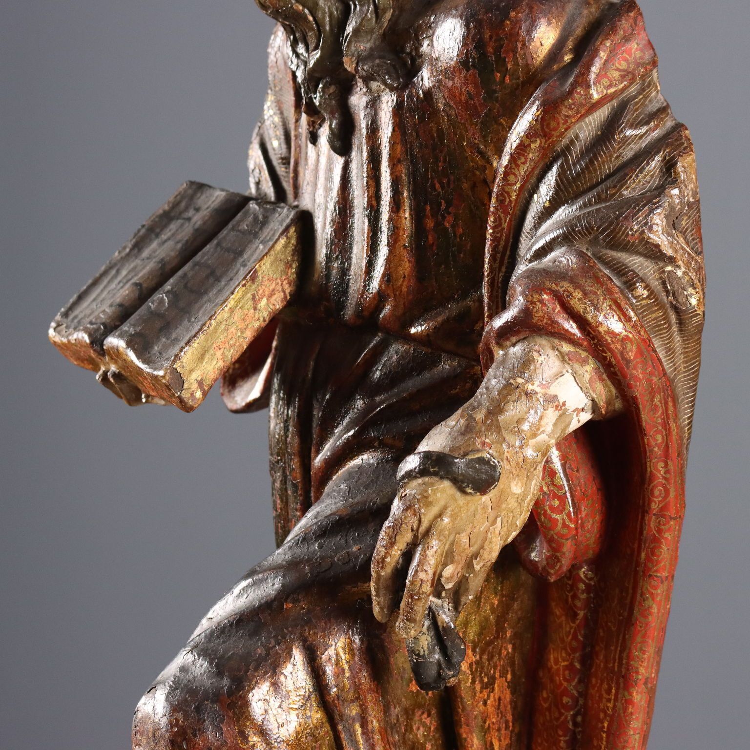 Antique Wooden Sculpture Saint Bernard Of Clairvaux XVII Century photo 5010.0