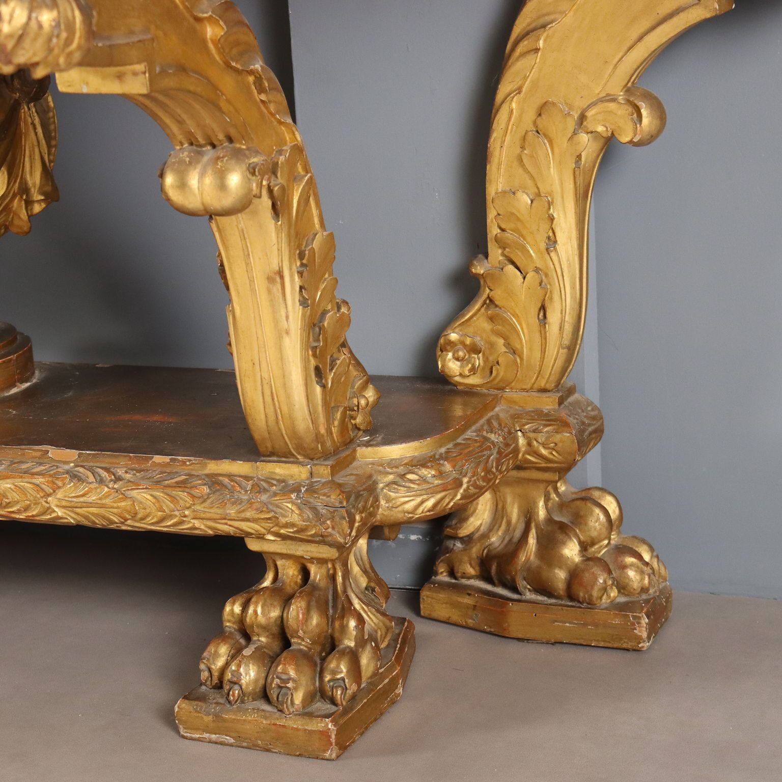 photo for sale Antique Console Carved Wood Decorations Italy XIX Century