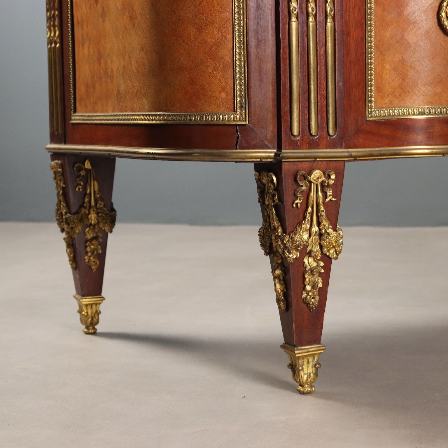 Furniture Antique Cupboard Louis XVI Mahogany Gilded Bronze XX Century photo