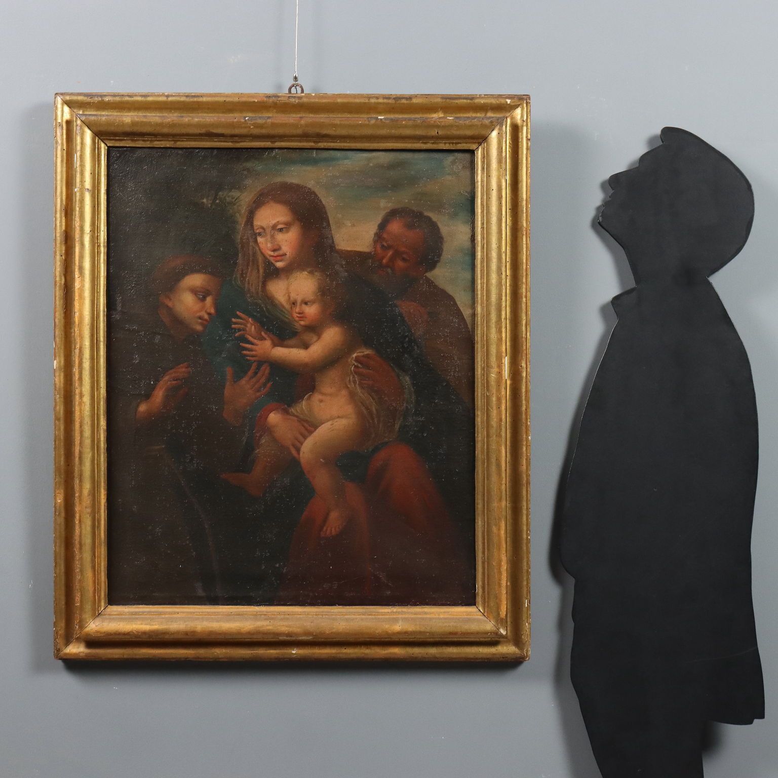 Antique Painting The Holy Family With Sant XVII XVIII Century photo furniture