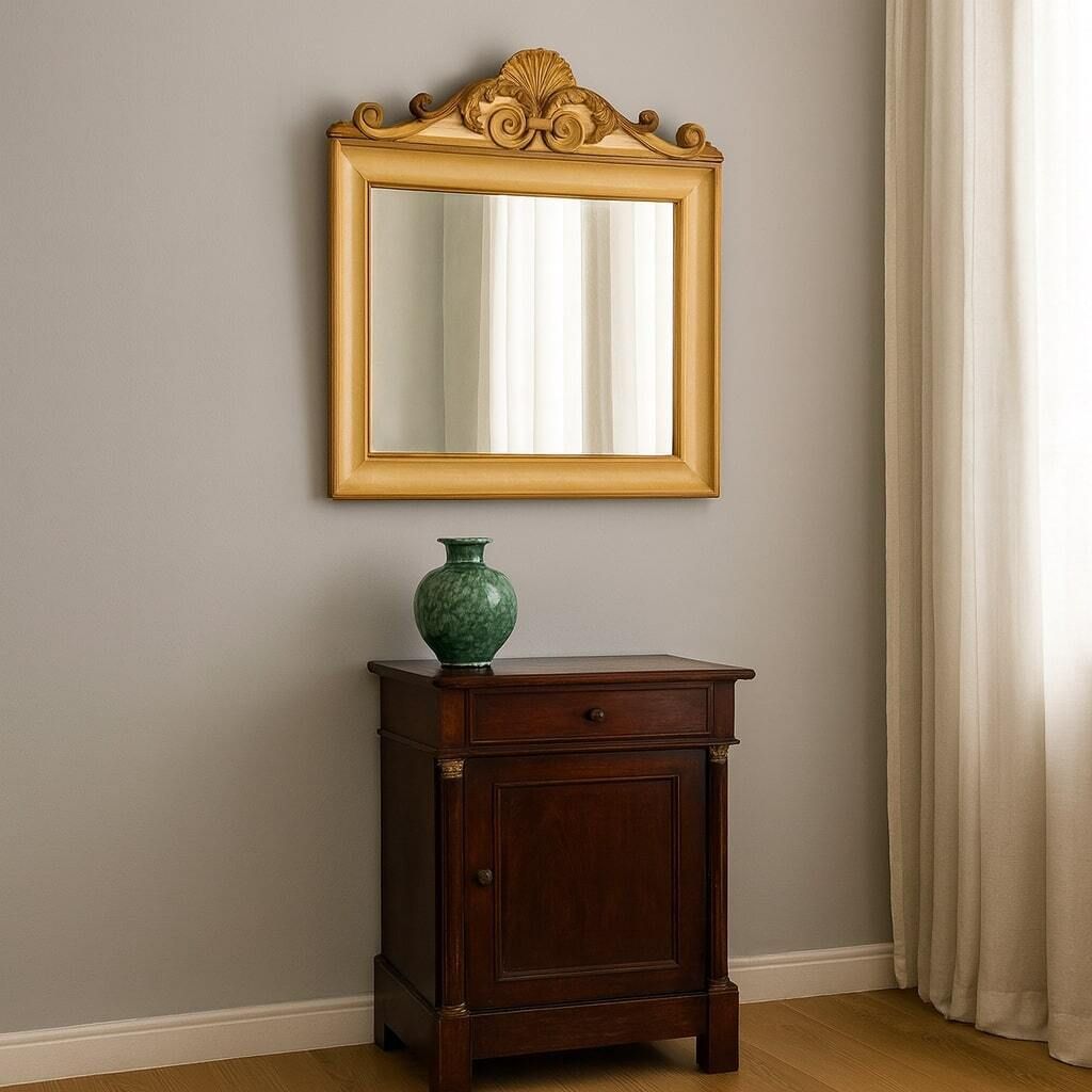 Antique Mirror Lacquered Carved Wood Italy XIX Century photo furniture
