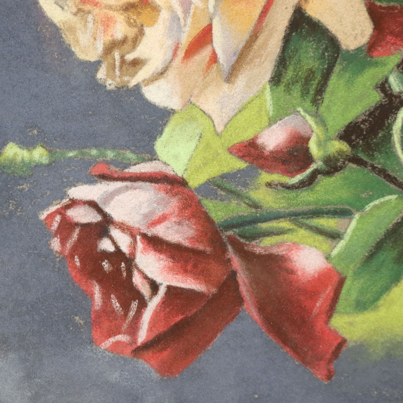 Modern Painting Flower Subject Mixed Technique On Paper XX Century photo 630.0