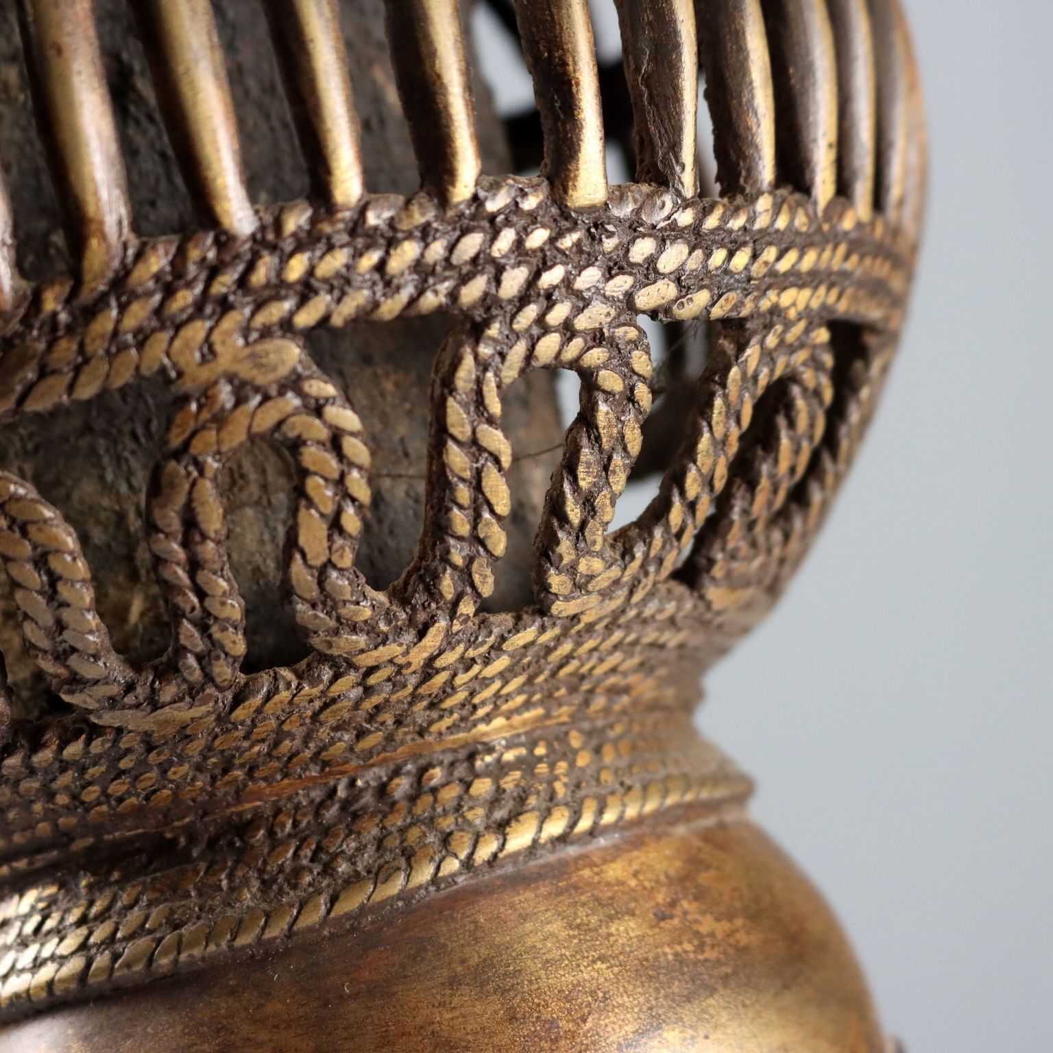 Ethnic Pipe Bronze Bamun Art Camerun Africa XX Century photo 1520.0