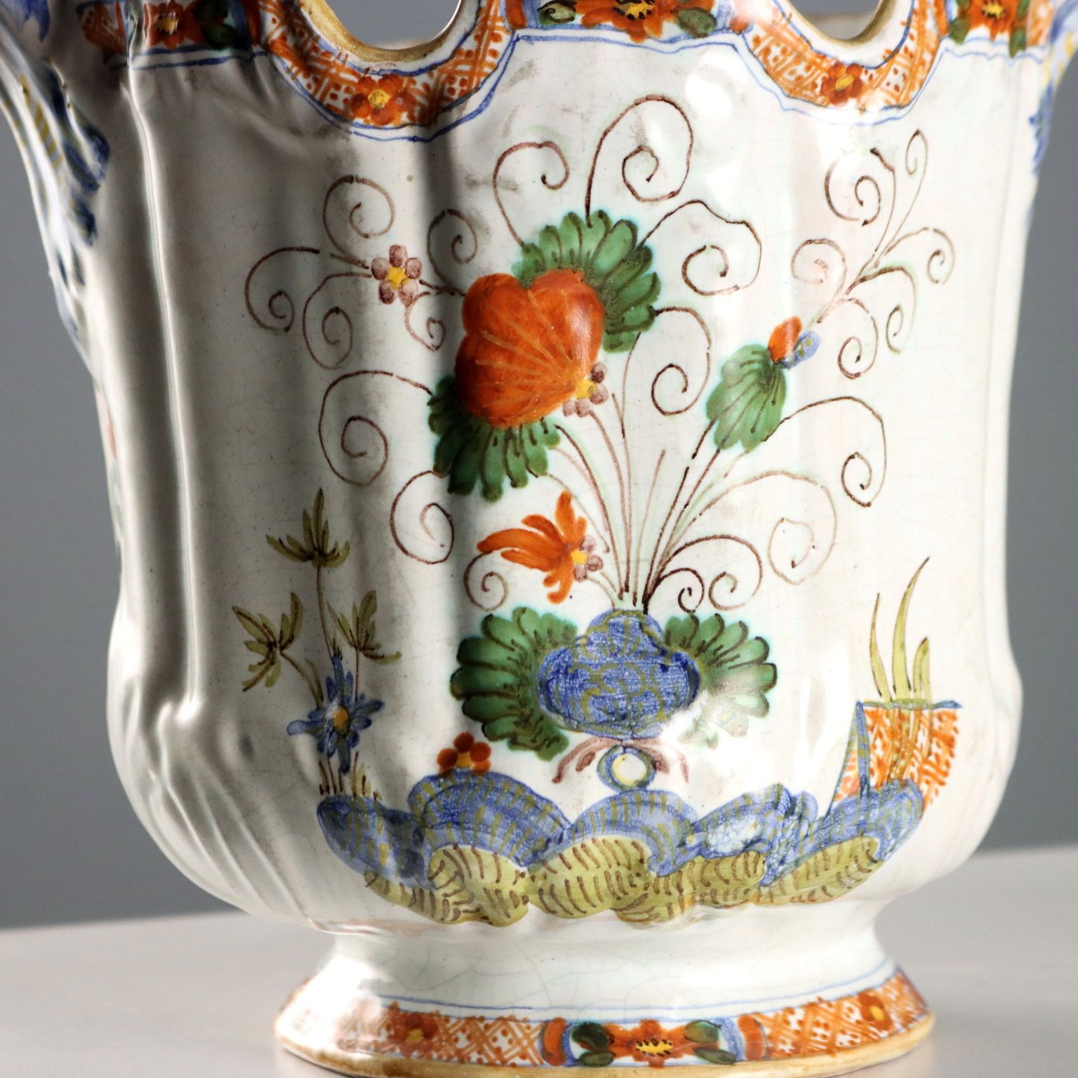 Antique Majolica Cooler Manifattura Di Faenza Italy XIX Century photo vintage