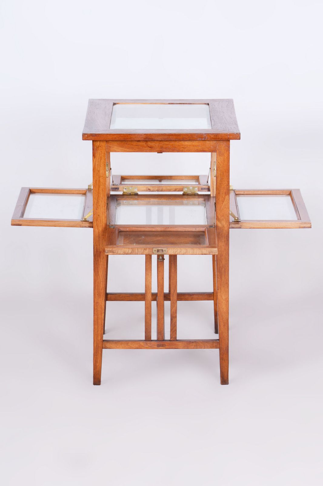 Restored Art Deco Serving Trolley, Walnut, Faceted Glass, Czech, 1920s photo Furniture