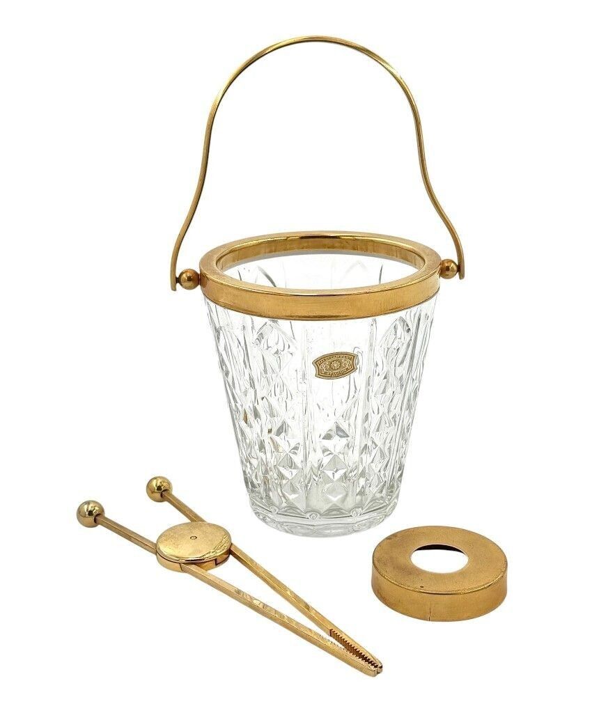 photo furniture A 1960s Val Saint Lambert Crystal And Gold Plated Ice Bucket With Ice Grabbers