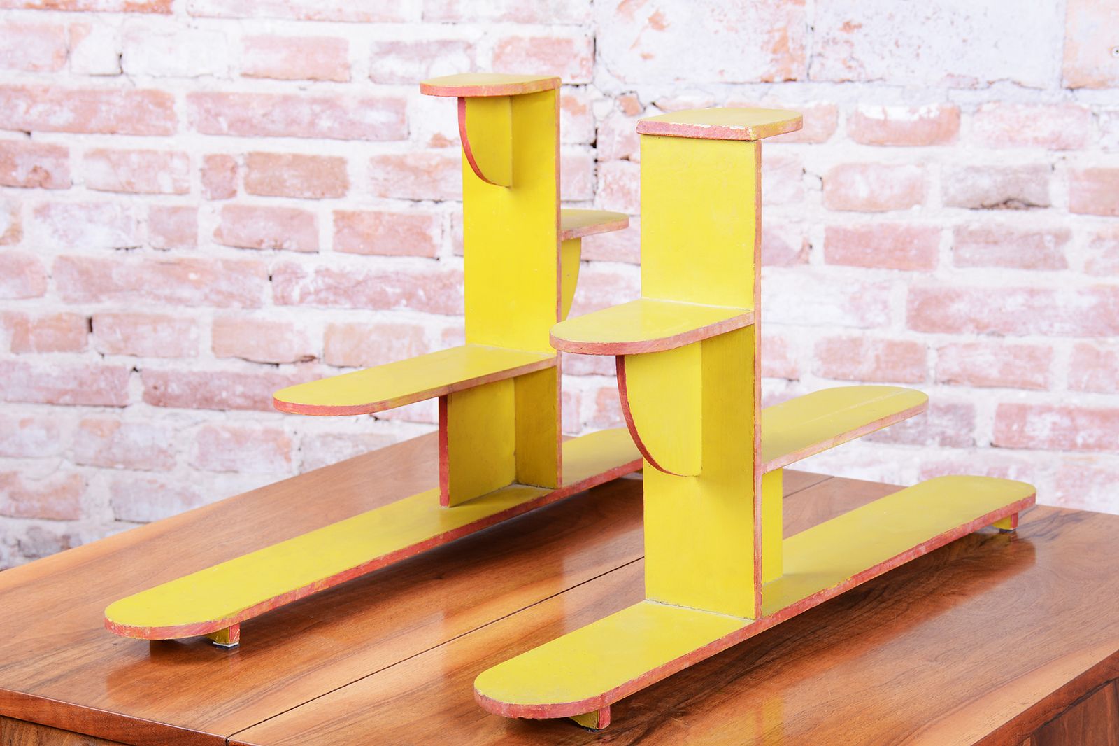 Pair Of Original Art Deco Flower Stands, Lacquered Wood, Czech, 1930s photo for sale