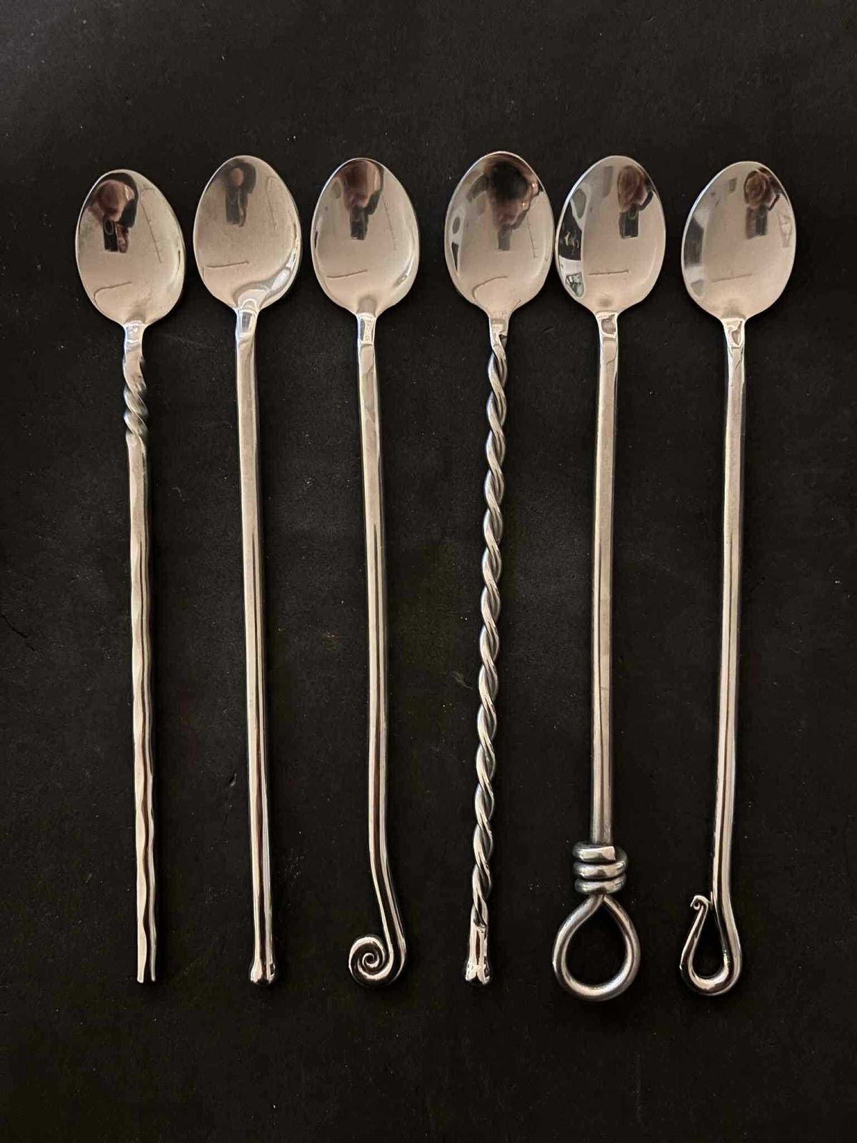 Vintage Stainless Steel Cocktail Spoons: Mismatched Bar Stirrers, Set Of 6 photo vinterior
