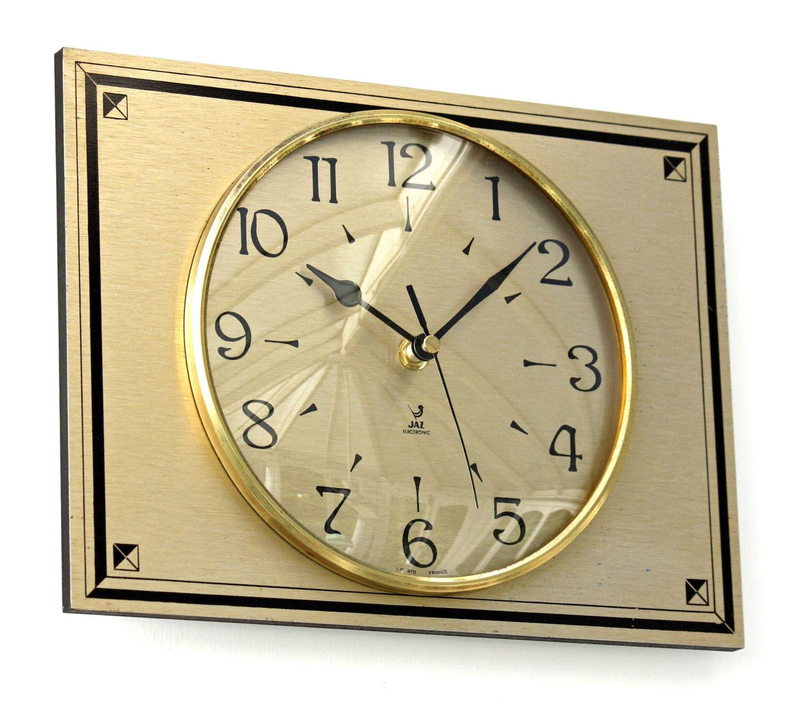 Vintage Jaz Wall Clock   28cm French Metal Retro Mid Century Gold Clock Gift Off The Wall Clocks