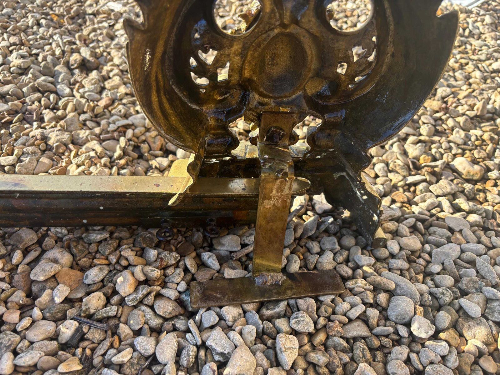A Pair Of Quality Brass 19th Classical French Chenets On Adjustable Fender photo buy
