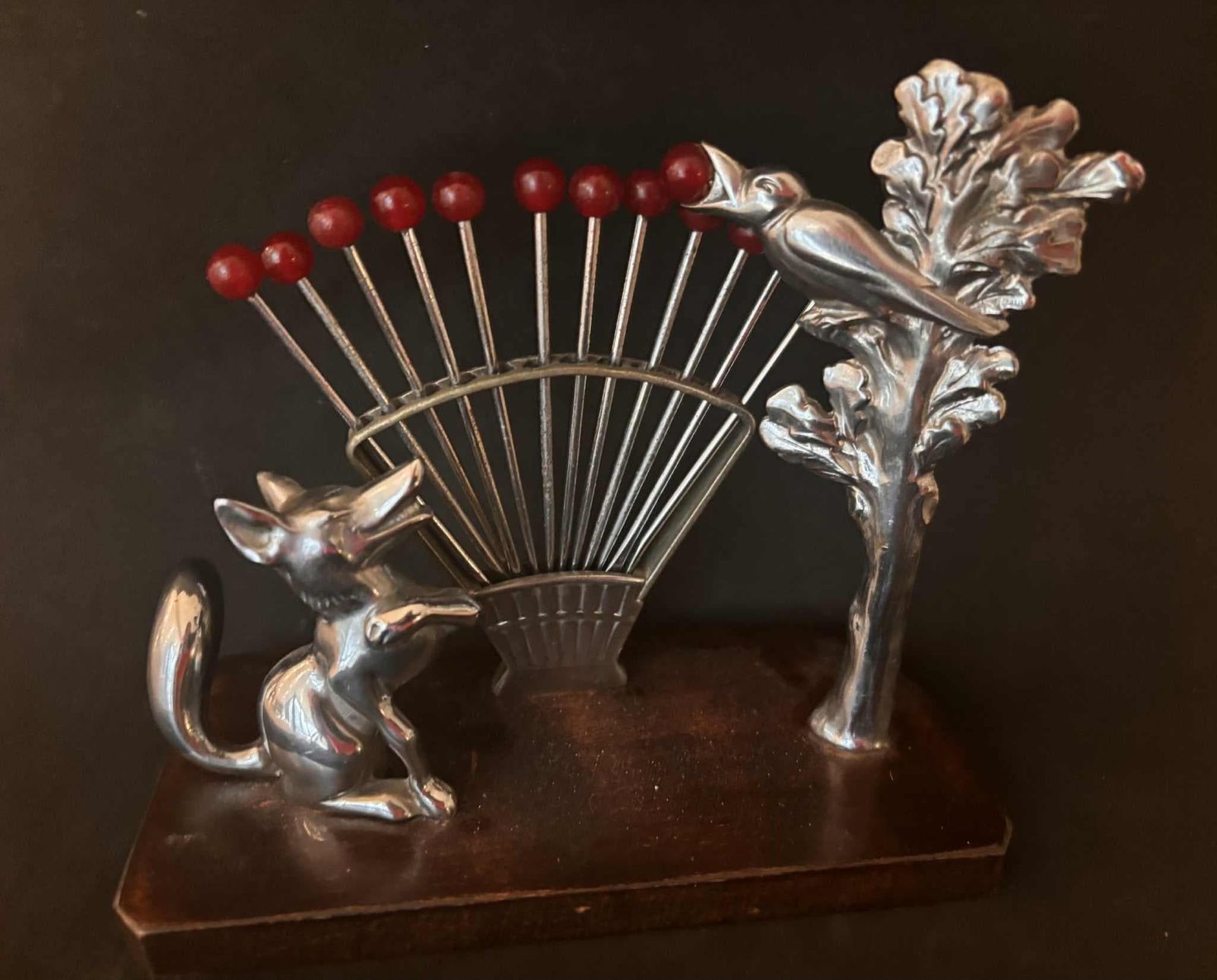 Art Deco Escargot Pickset, Jaren 1930, Franse Fabel, Bakeliet & Palissander