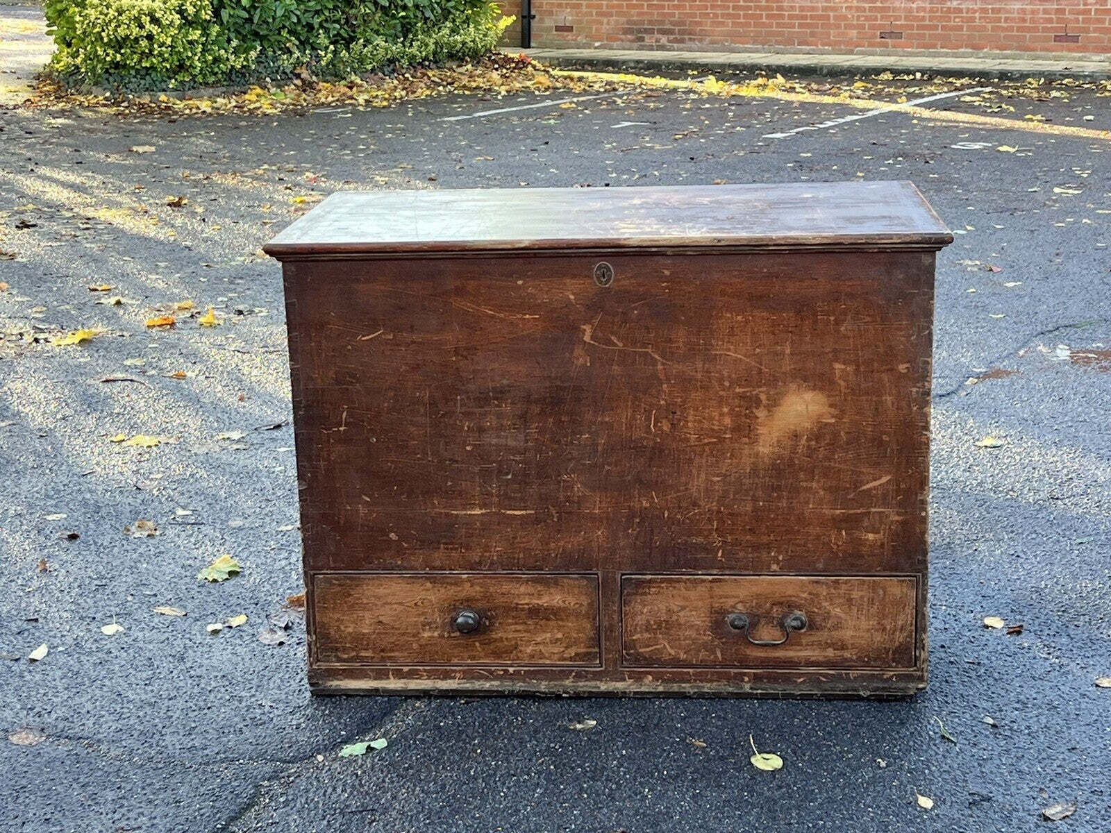 Georgian Pine Trunk / Chest, 2 Drawers, Large In Size. Lots Of Storage. photo furniture