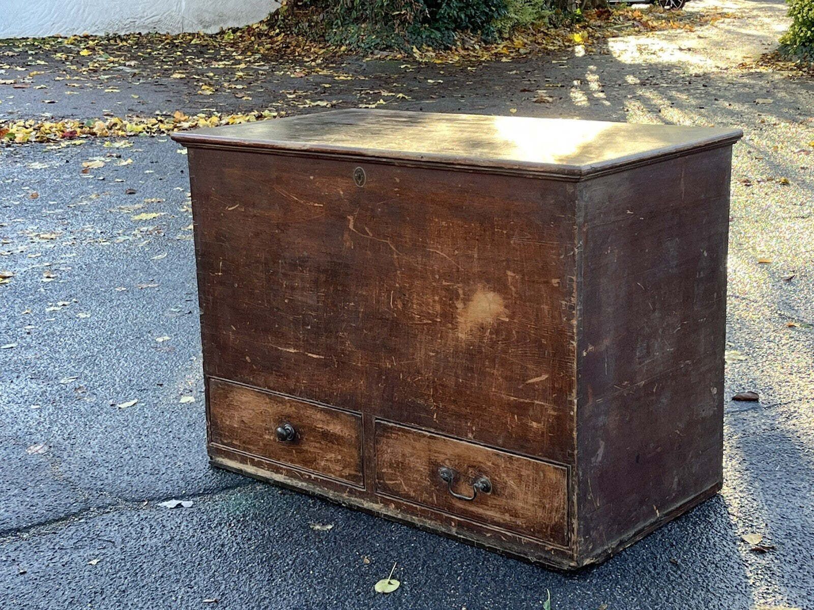 Georgian Pine Trunk / Chest, 2 Drawers, Large In Size. Lots Of Storage. photo for sale