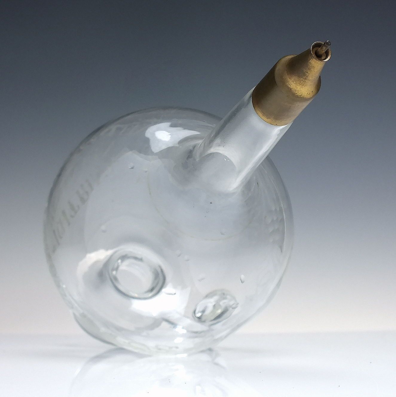 Exceptional Art Nouveau Wrought Iron Engraved Glass Wine Carafe Dispenser C1900 photo vinterior