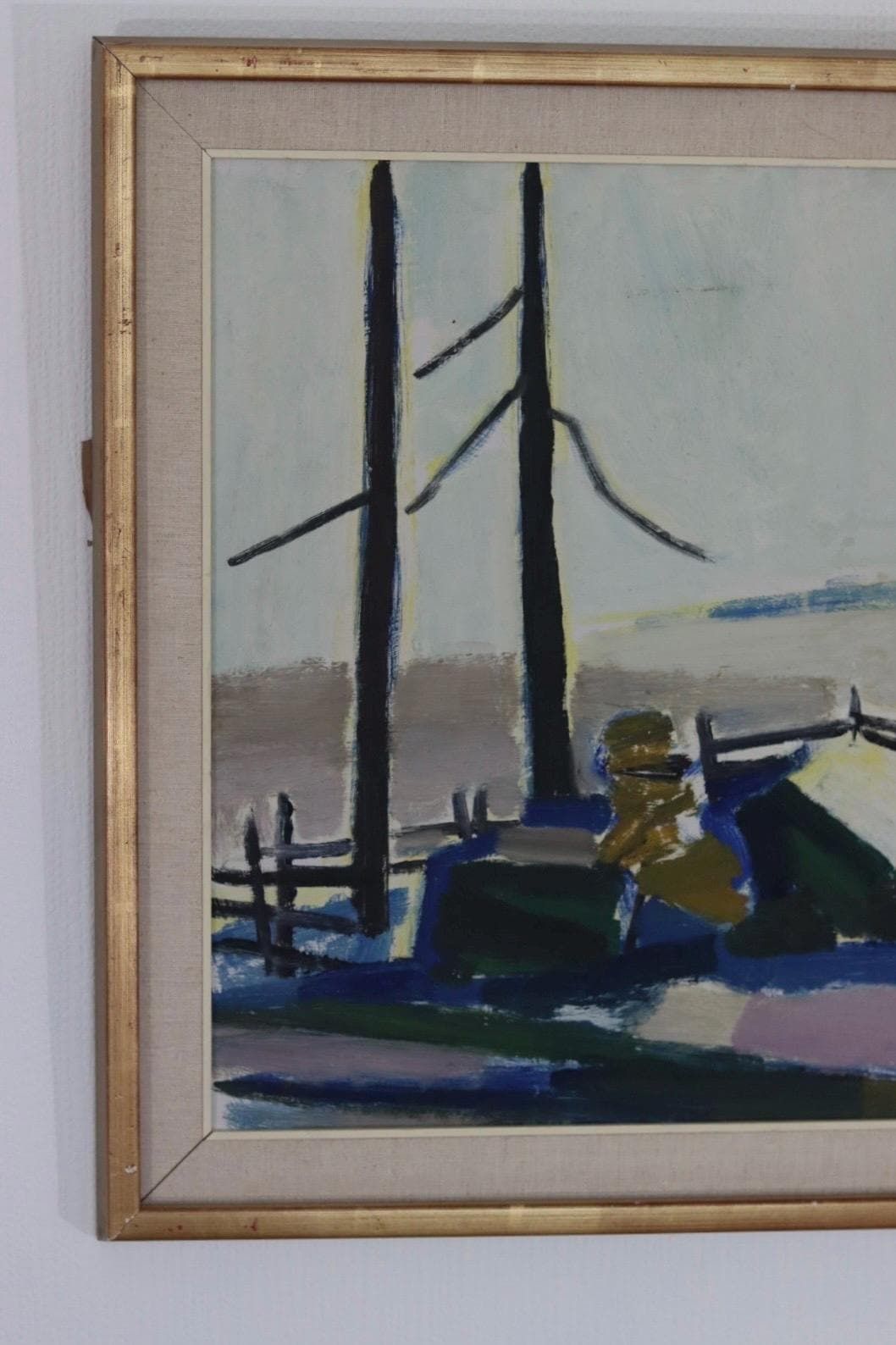 Original Mid Century Swedish Oil On Panel– “Winter Day In The Garden” By Kåge Liefwendal 1960s, Signed & Framed 102 × 60 Cm (40.2" × 23.6") photo Art