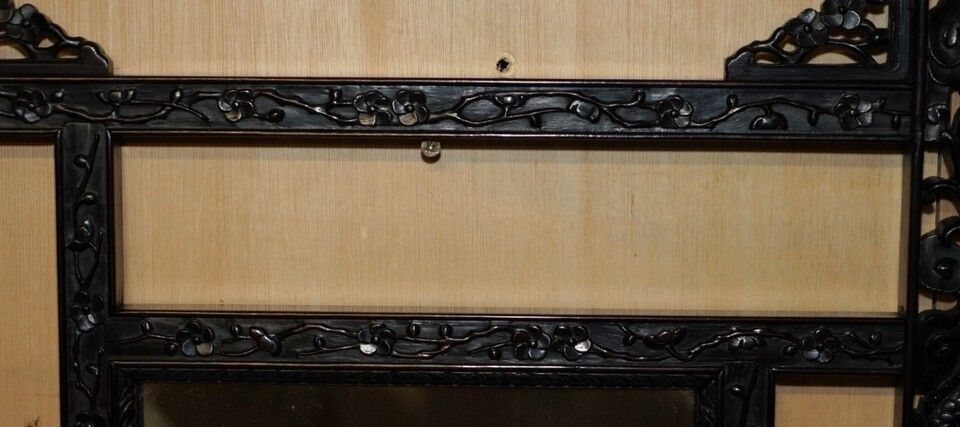photo buy Lovely Ornately Carved Vintage Chinese Dragon Wall Mirror With Original Plate