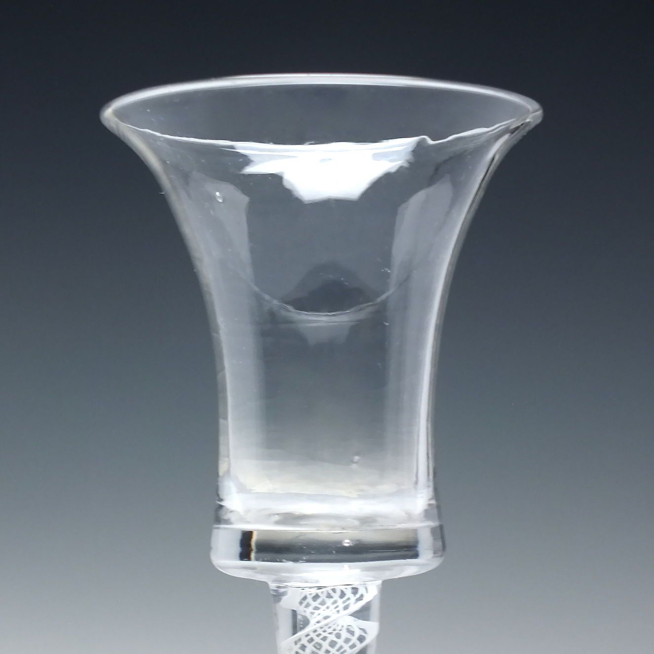 18th Century Waisted & Flared Bucket Bowl Opaque Twist Wine Glass C1760 photo furniture