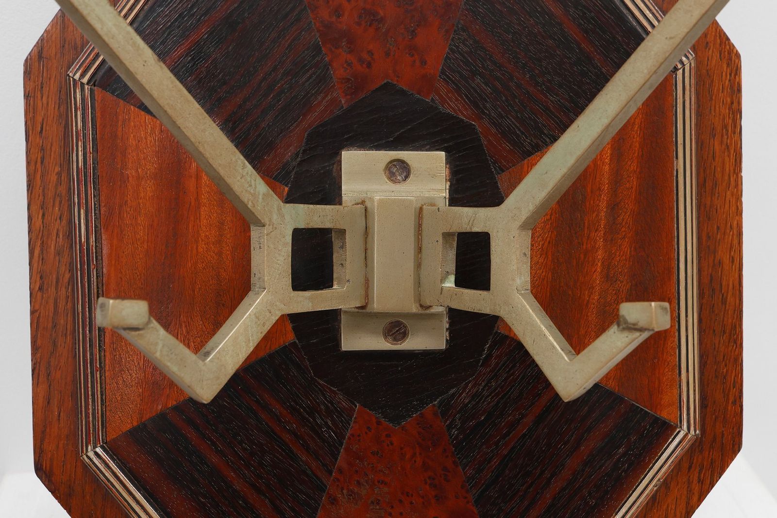 Art Deco Wall Mounted Coat Rack With Geometric Marquetry, France, 1930s photo furniture