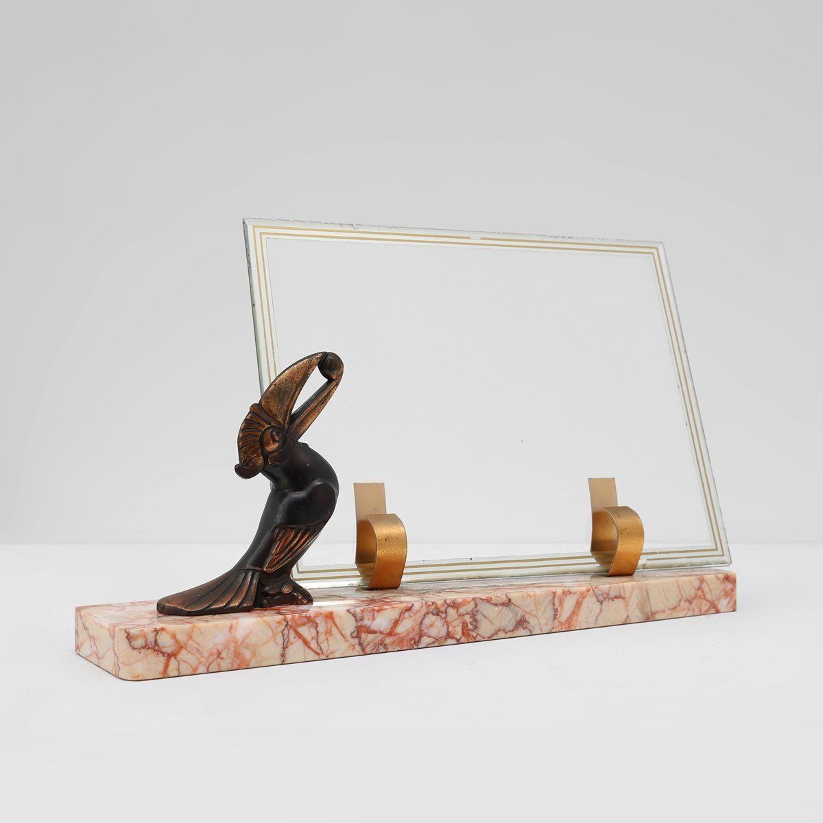 Art Deco Picture Frame With Toucan Sculpture From Guénot, France, 1920s