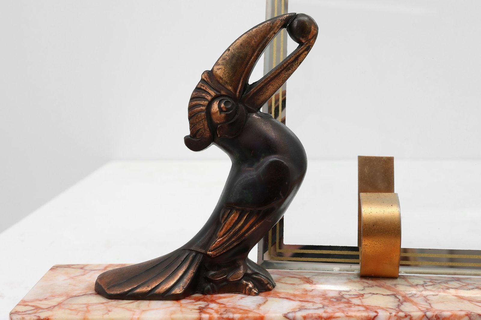 Art Deco Picture Frame With Toucan Sculpture From Guénot, France, 1920s photo furniture