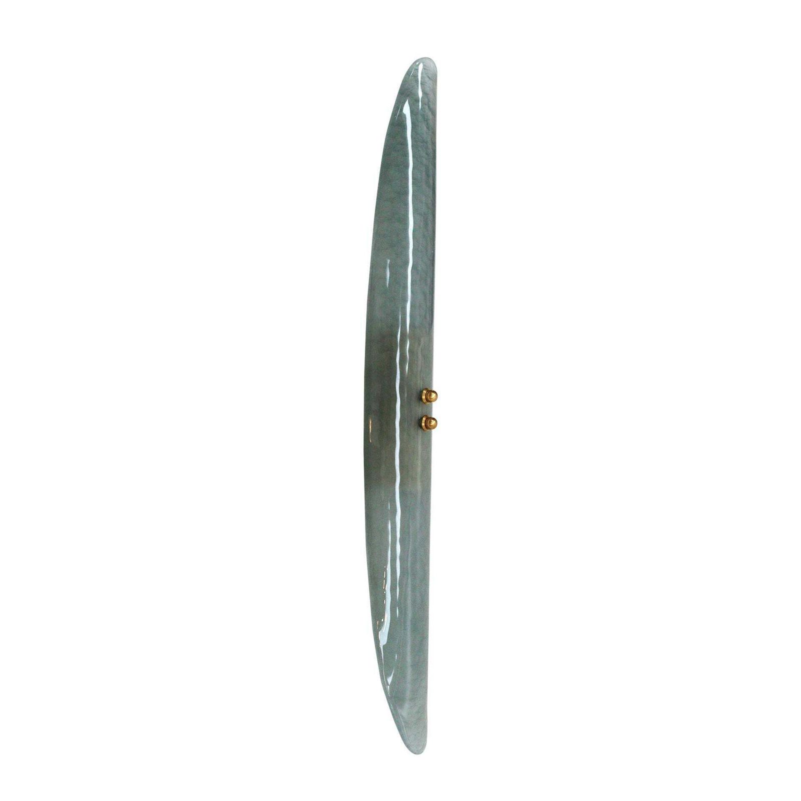 Pair Of Green Murano Glass Wall Sconces With Brass Structure photo vinterior