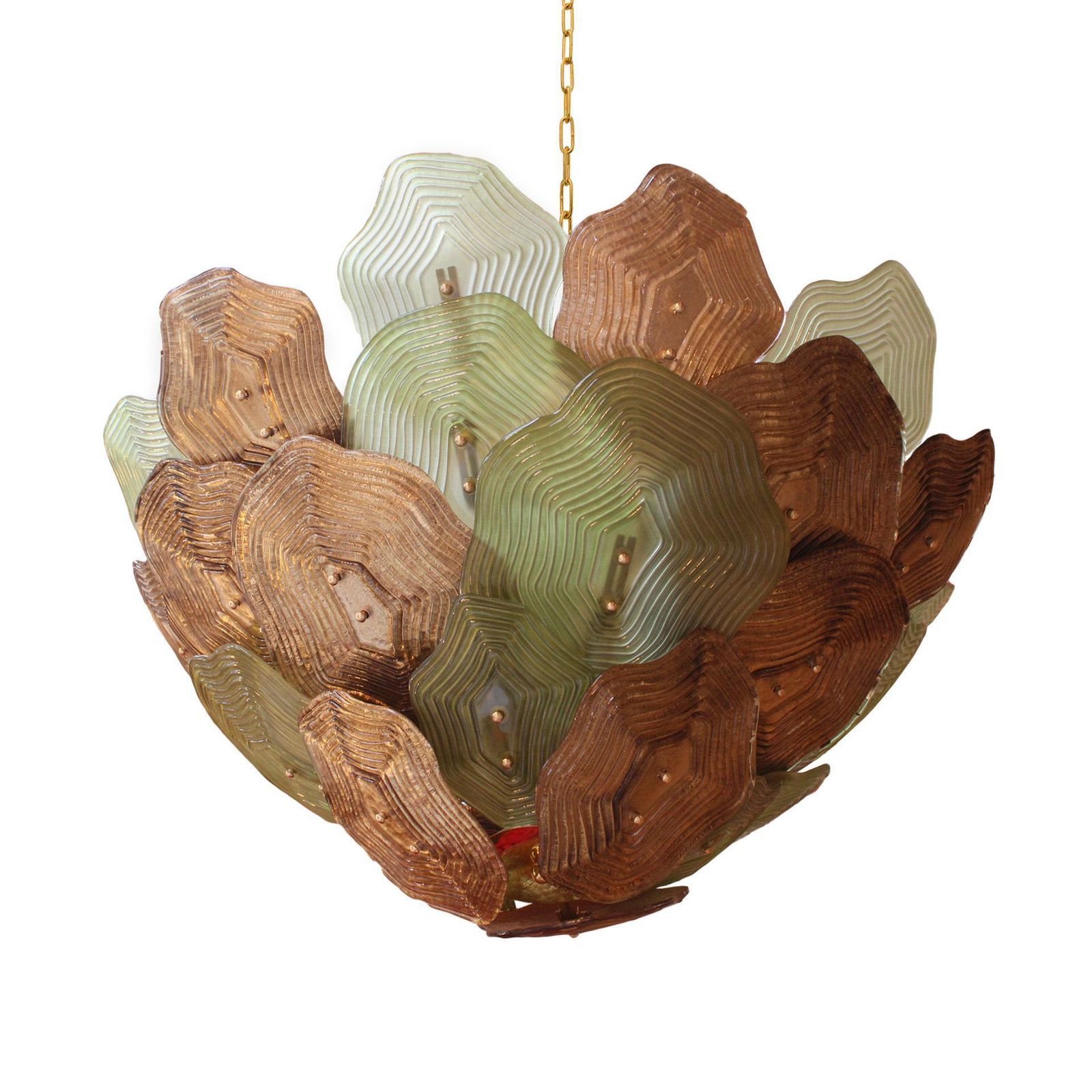 Multicolored Glass Ceiling Lamp In Green, Brown And Gold From Murano, Italy. photo furniture