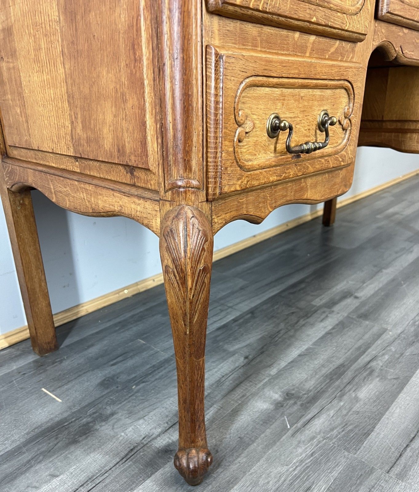 photo furniture Cabinet Vintage French Louis XVI  Tv Stand  Carved Desk Oak Sideboard Lot 4515