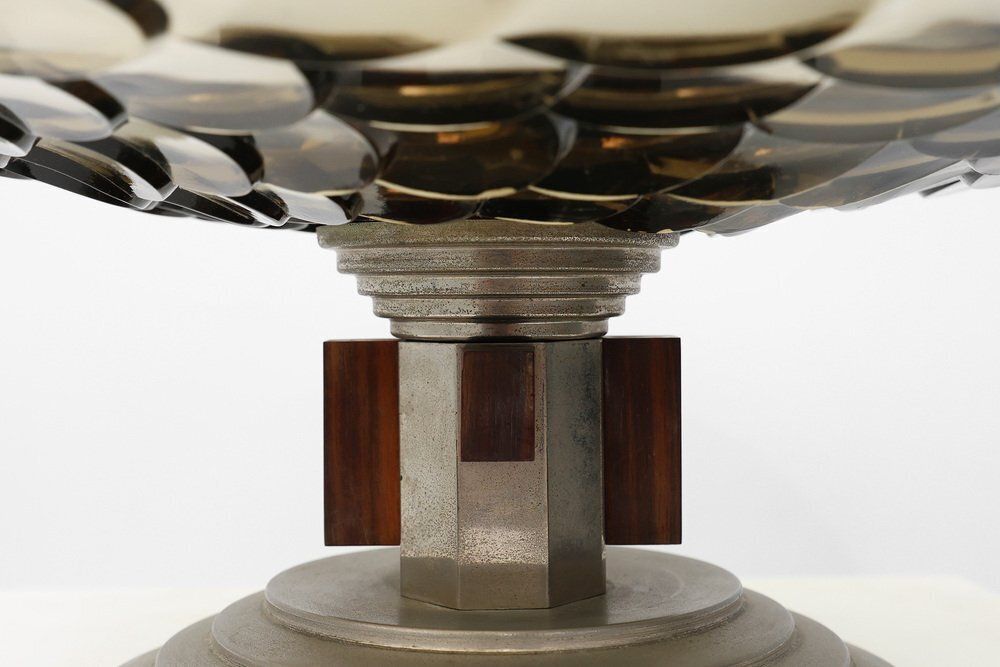 Art Deco Glass, Wood And Metal Fruit Bowl, France, 1940s photo furniture