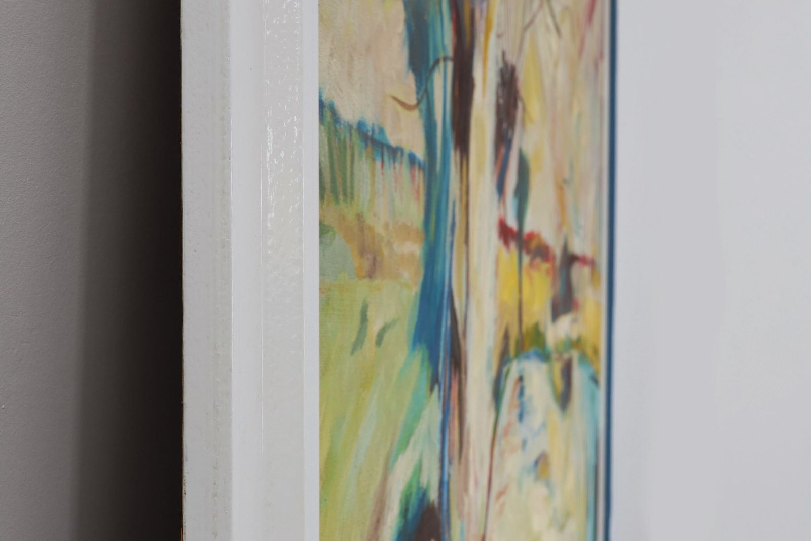 Belgian Artist, Modern Abstract Landscape, Oil On Canvas, 1982 photo vintage