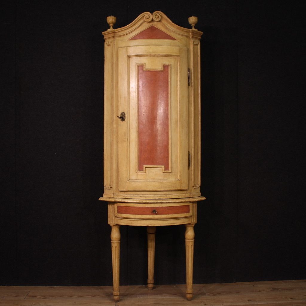 Antique Louis XVI Lacquered Corner Cabinet From The 18th Century photo vintage