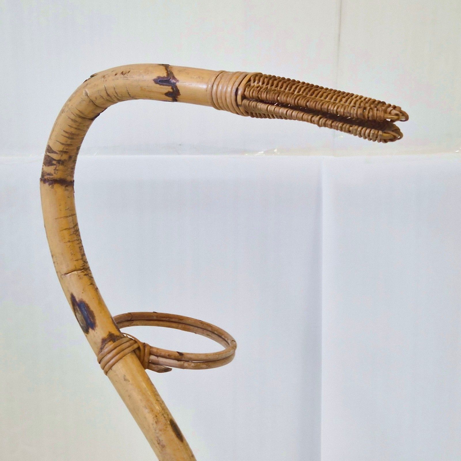 Vintage 1960s Giant Snake Bamboo & Rattan Plant Holder 60s 1960s 60s photo for sale