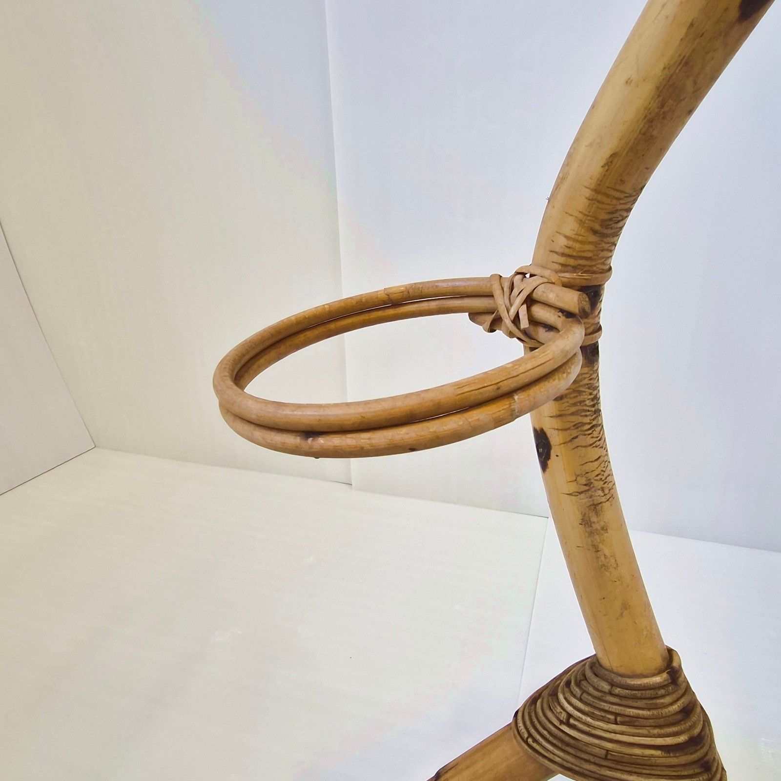 photo furniture Vintage 1960s Giant Snake Bamboo & Rattan Plant Holder 60s 1960s 60s