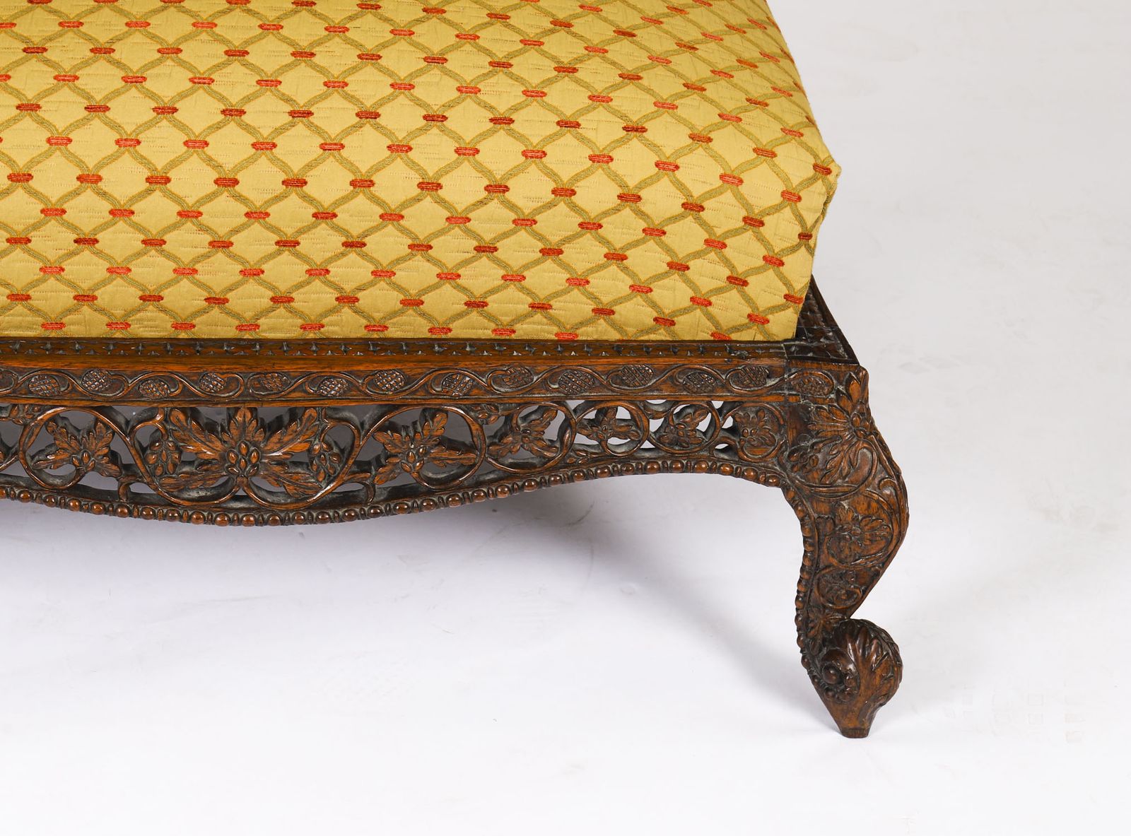 Antique Large Anglo Indian Stool 19th Century 95x75cm photo Furniture