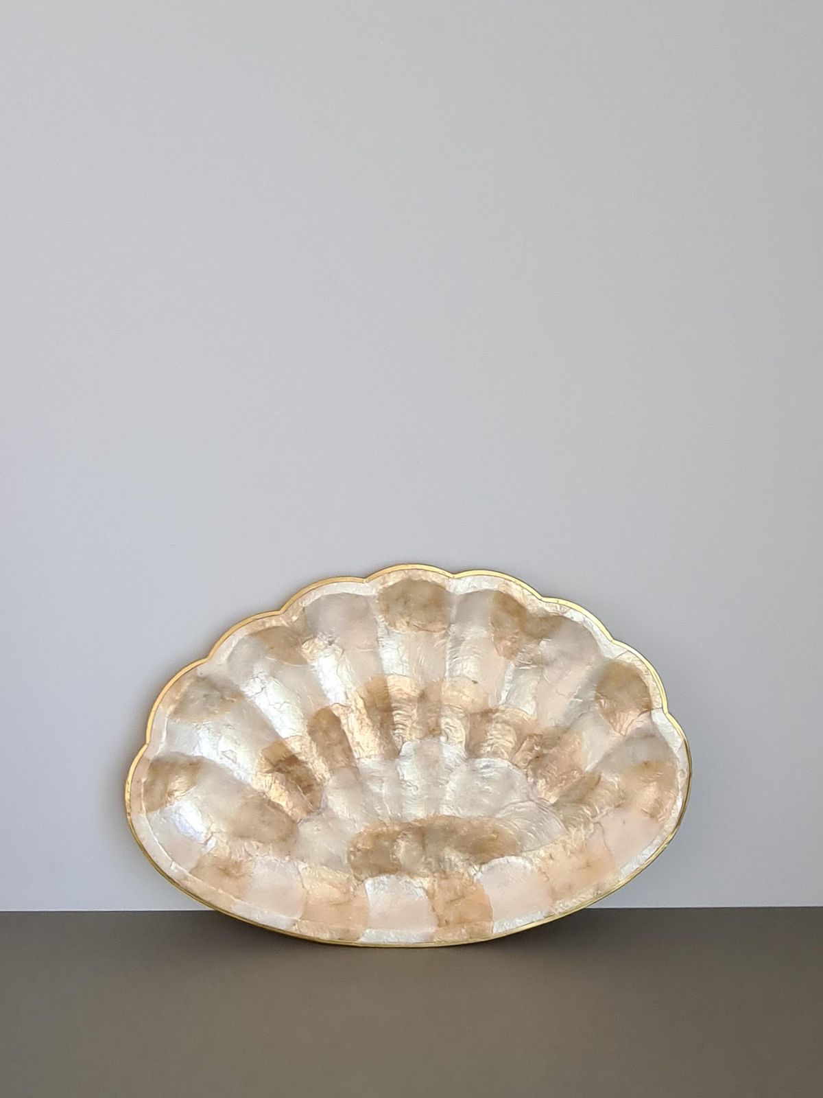 Vintage Mother Of Pearl And Gold Plated Trinket Dish – 1970s Seashell Decorative Dish – Retro Chic Trinket Tray photo for sale