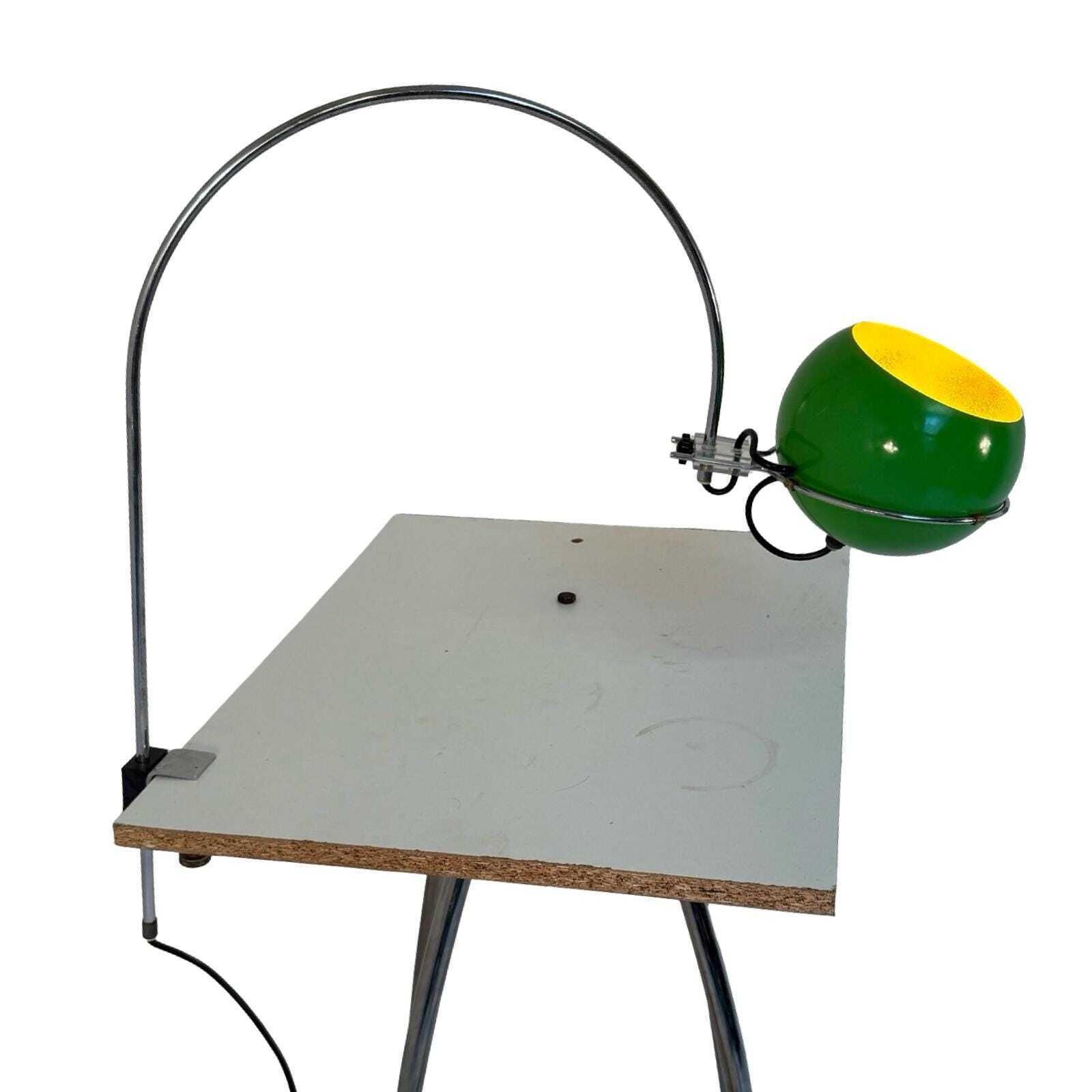 Gepo   Space Age Desk Lamp   Green   Eyeball Spot   Dutch Design   Mounted By A Clamp On The Desk