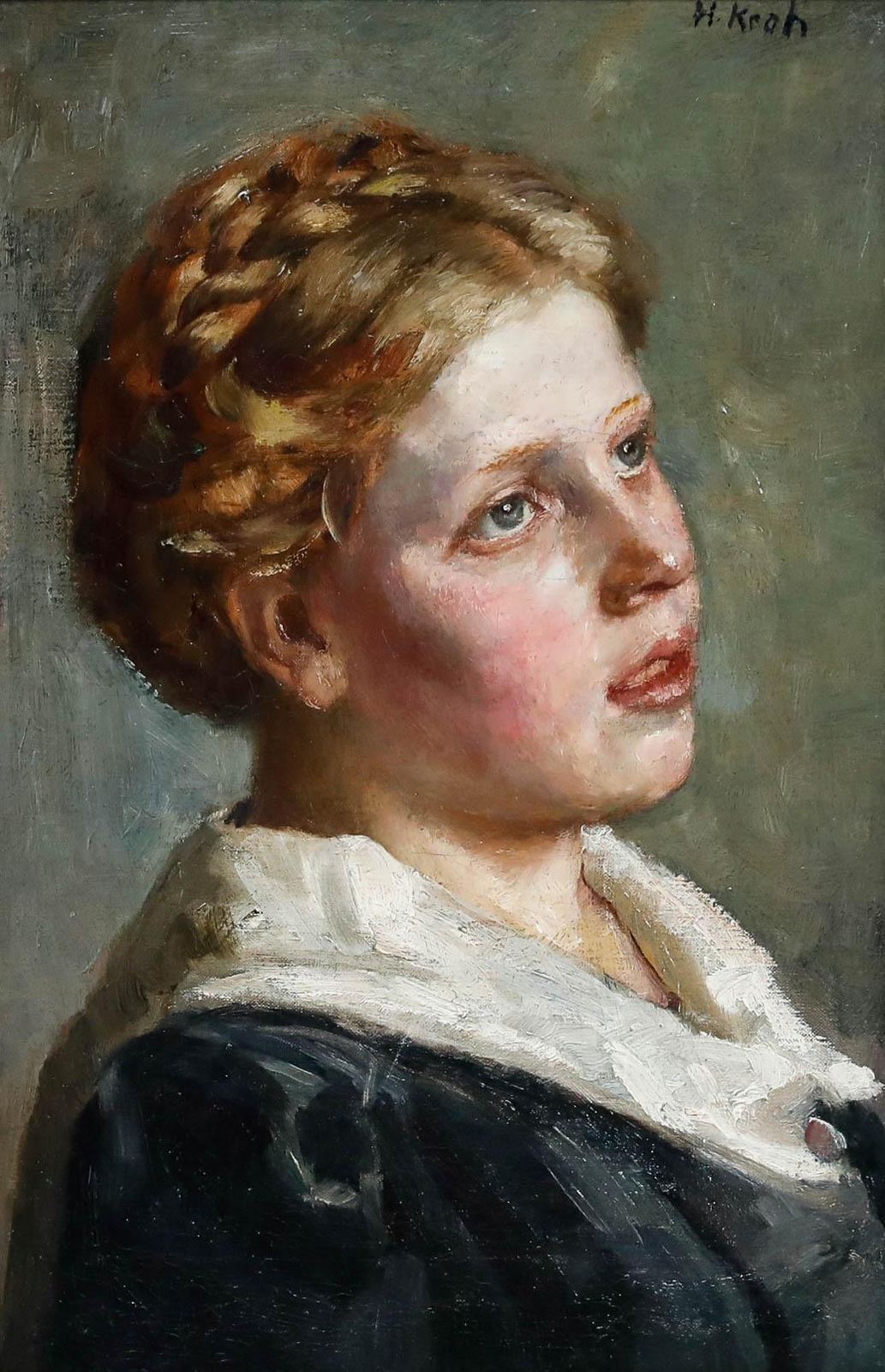 Heinz Kroh (1881 1972) Framed Early 20th Century Oil, Looking Out The Window photo furniture