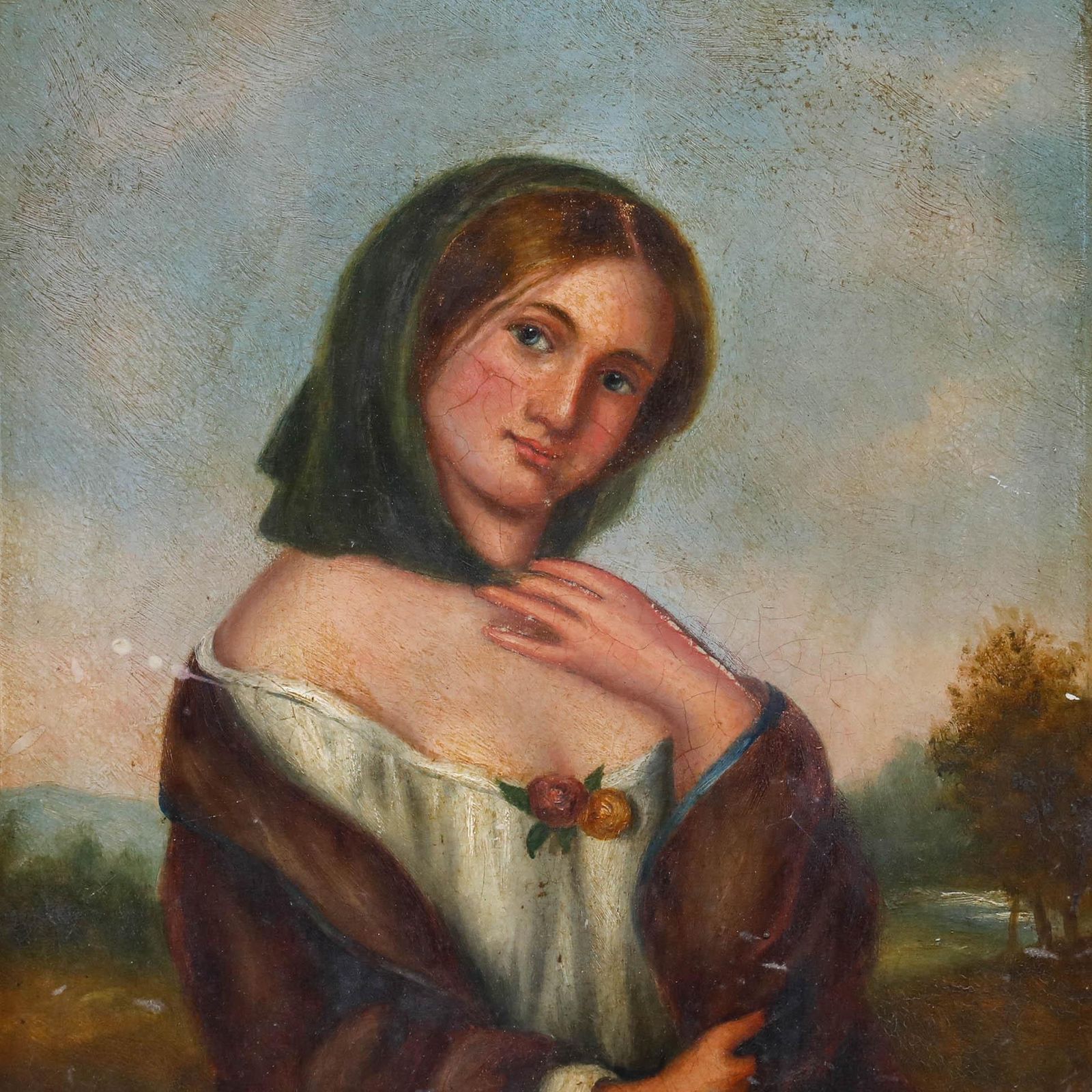 Framed Late 19th Century Oil Portrait Of A Young Woman photo Art