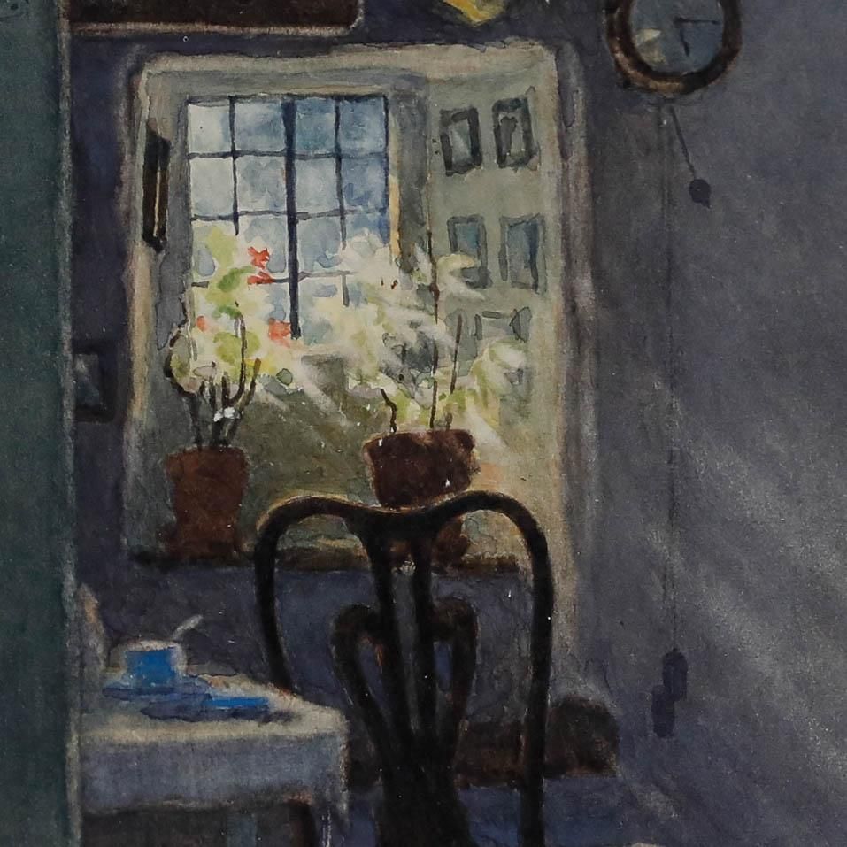 Gideon Matthew Fidler (1857 1942) Watercolour, Sunlight Through A Window photo Art