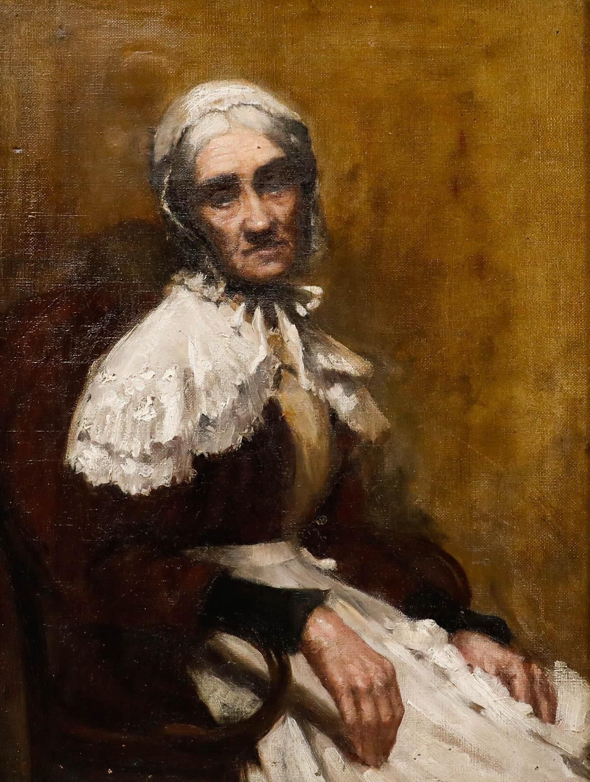Framed 19th Century Oil Portrait Of An Elderly Lady photo furniture