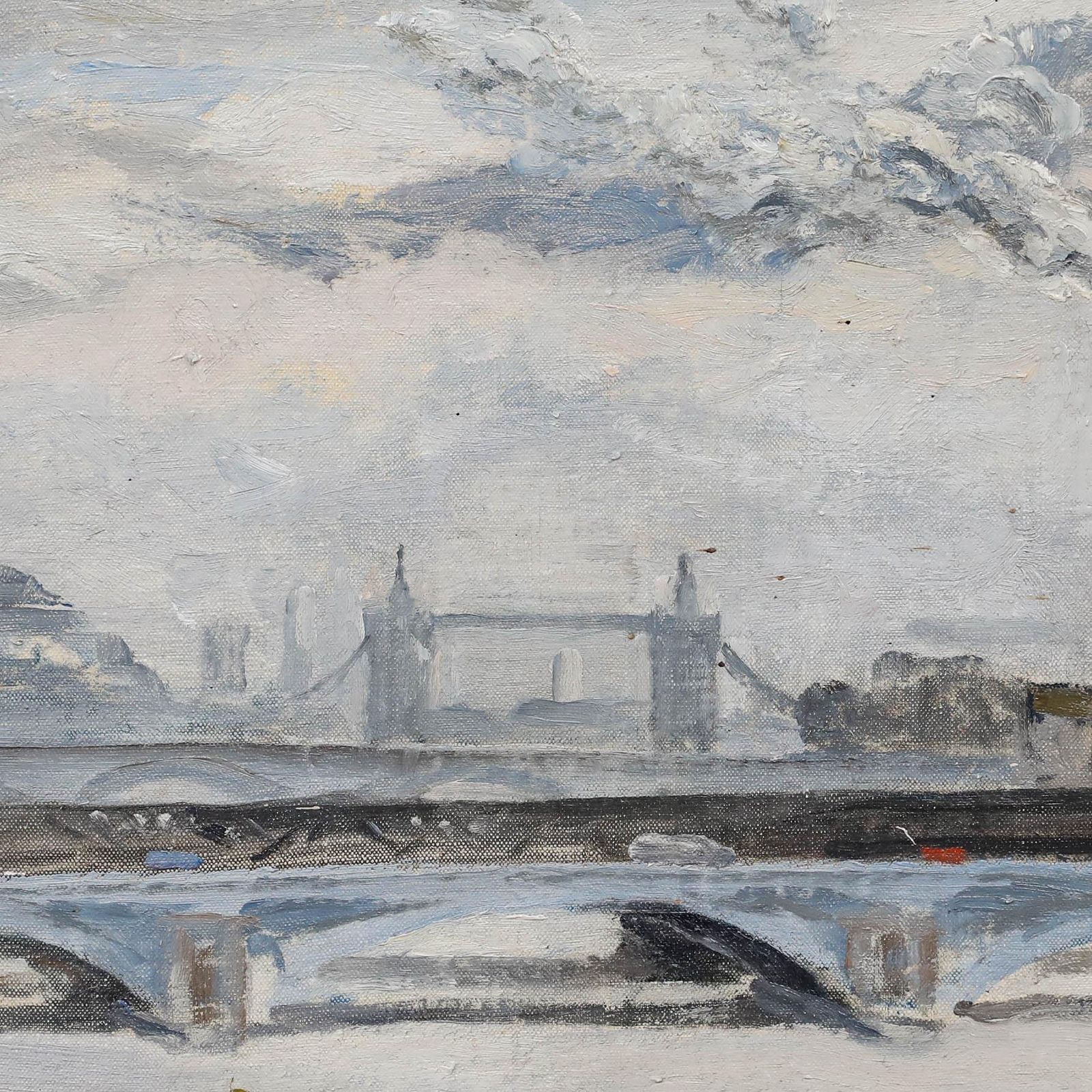 Scott Brown 20th Century Oil, View To London Bridge photo Art