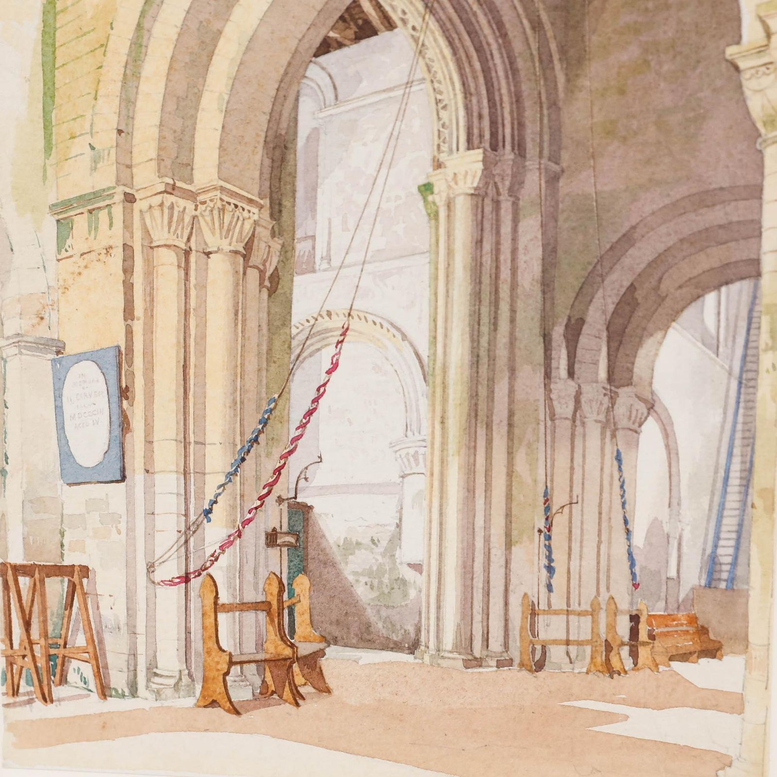 Henry W. Stock (1825 1909) Framed 1873 Watercolour, Saint Mary De Haura photo Art