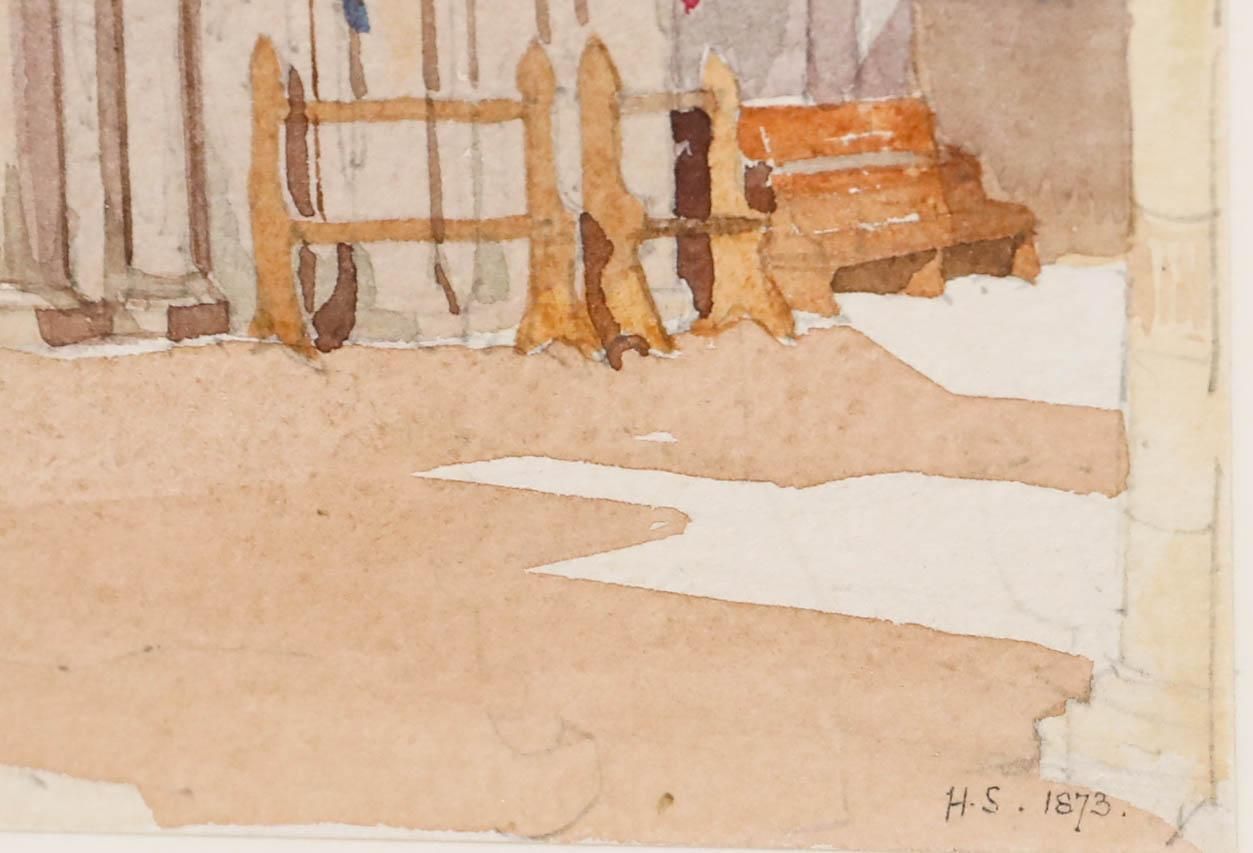 Henry W. Stock (1825 1909) Framed 1873 Watercolour, Saint Mary De Haura photo vinterior